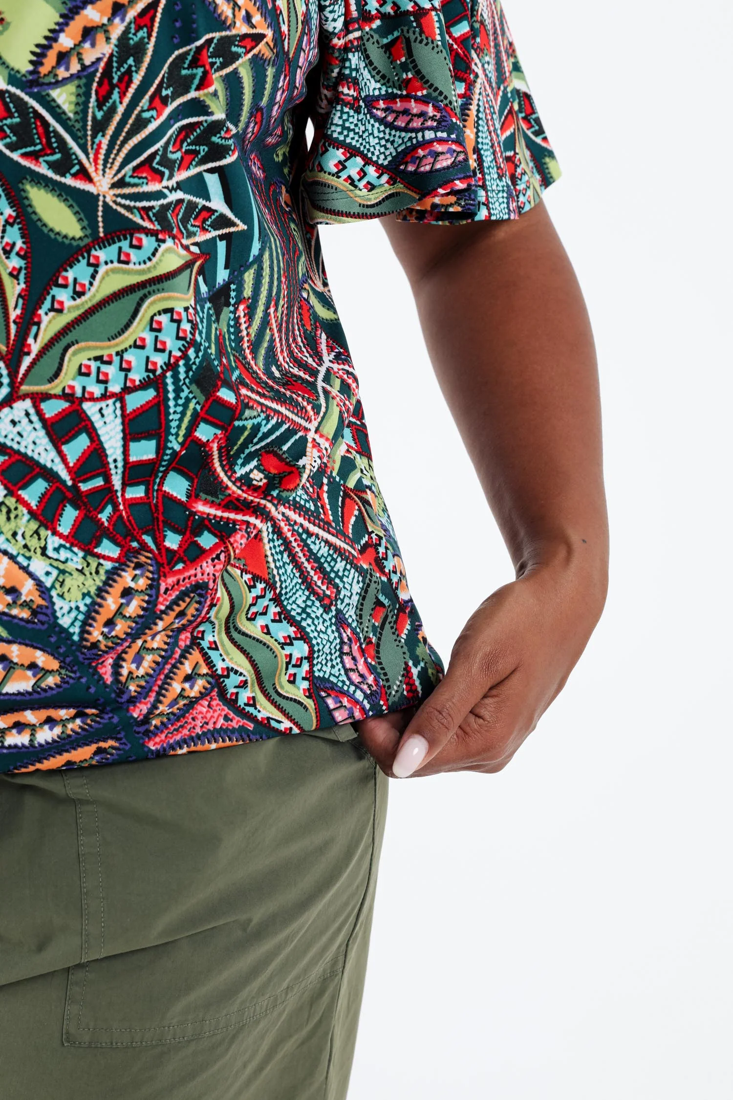 T-shirt van koud gaas met bladerenprint - Image 5