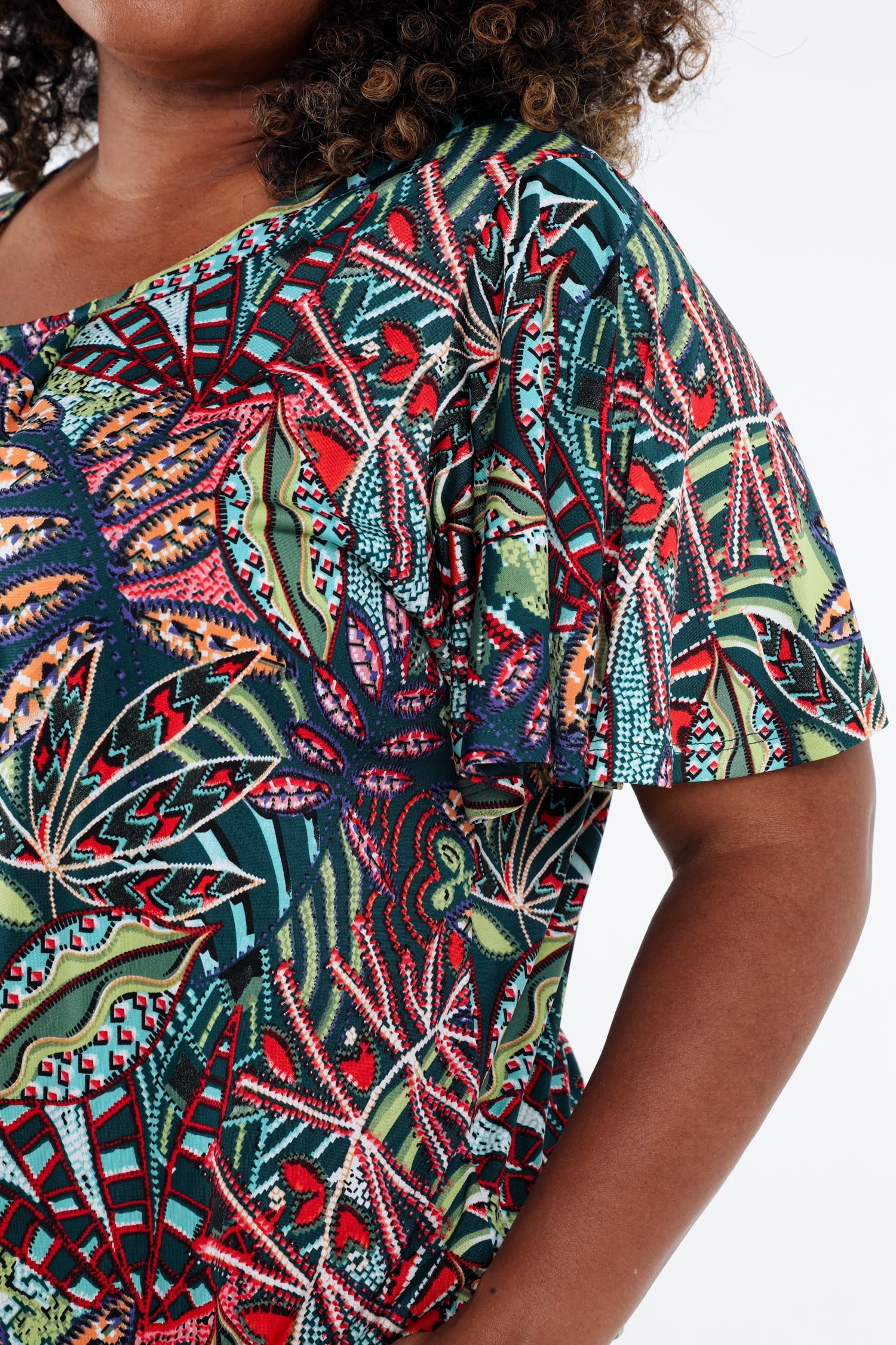 T-shirt van koud gaas met bladerenprint - Image 6