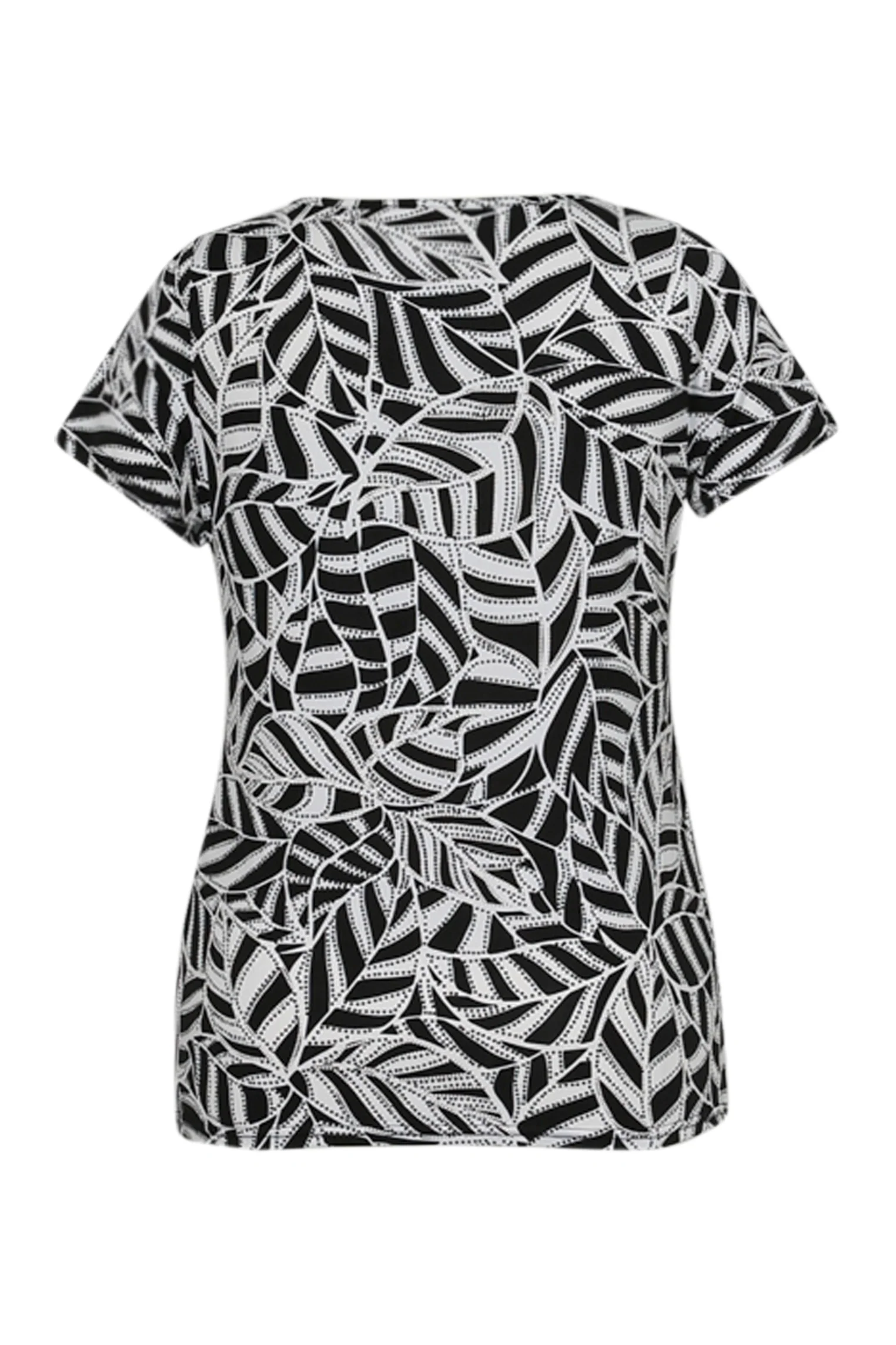 T-shirt van koelgebreide stof met tweekleurige bladprint - Image 11