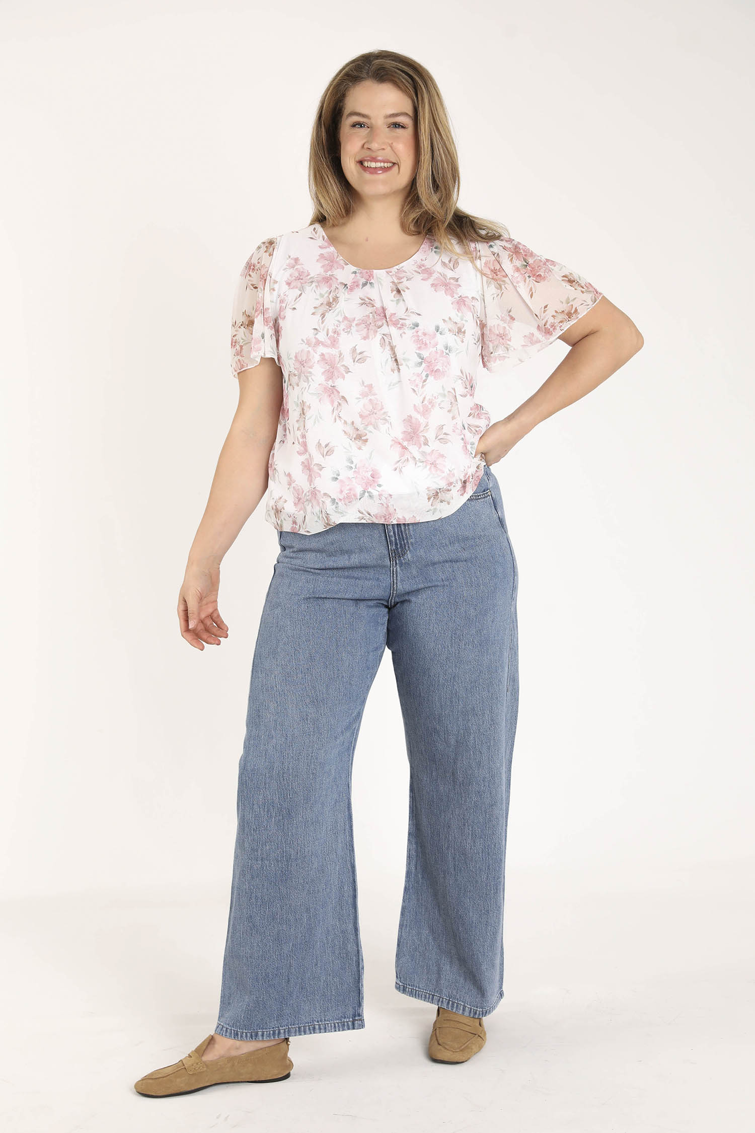 T-shirt van mesh met bloemenprint - Image 7