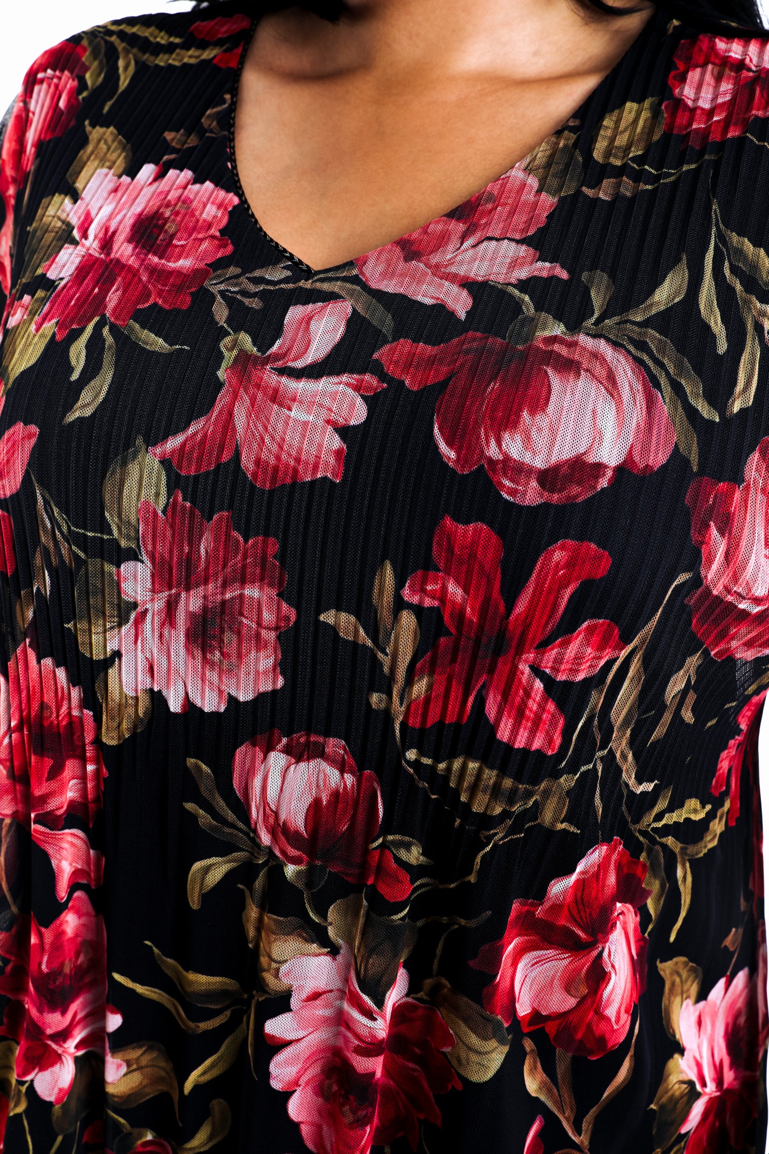 T-shirt met bloemenprint en mesh - Image 4