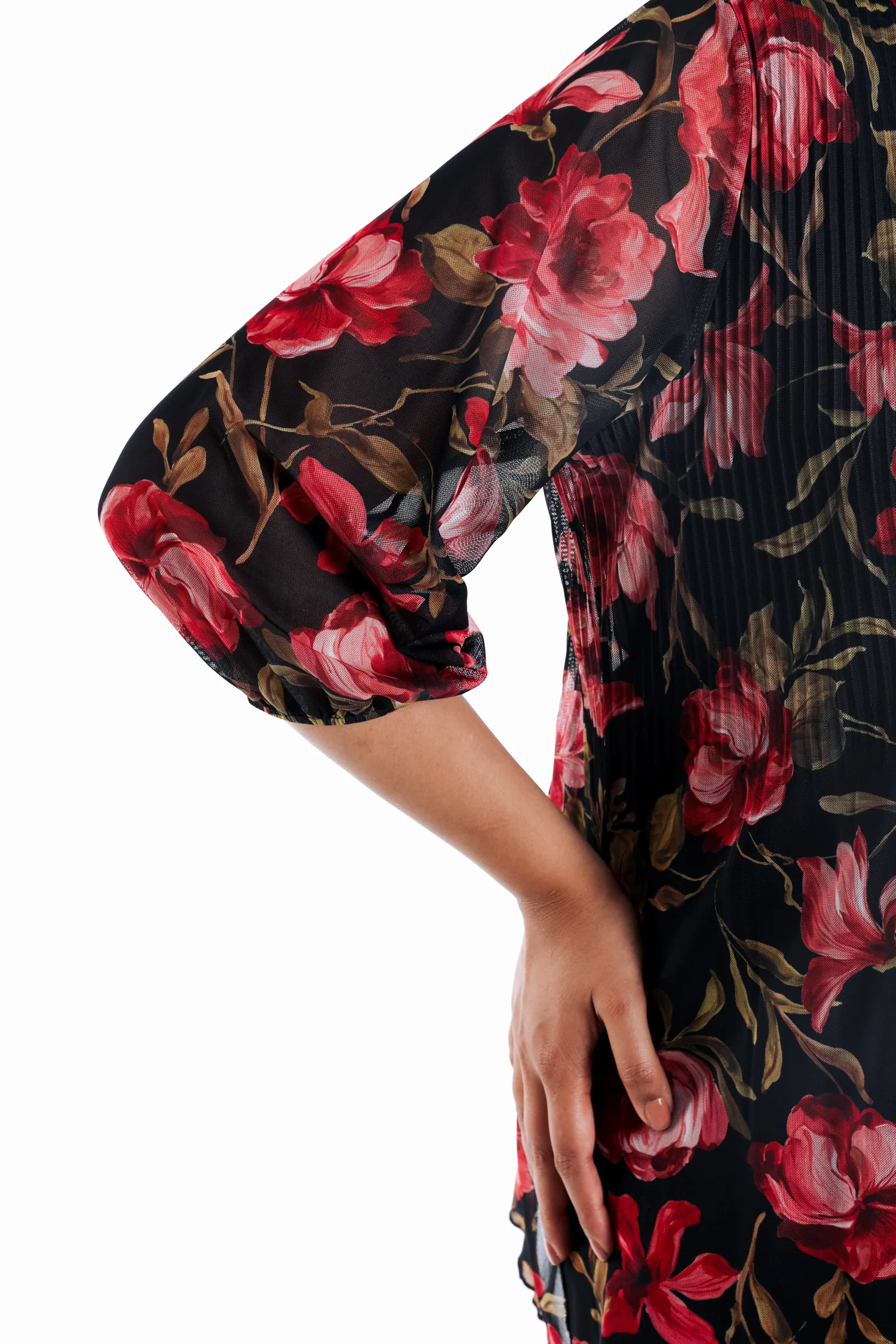 T-shirt met bloemenprint en mesh - Image 5