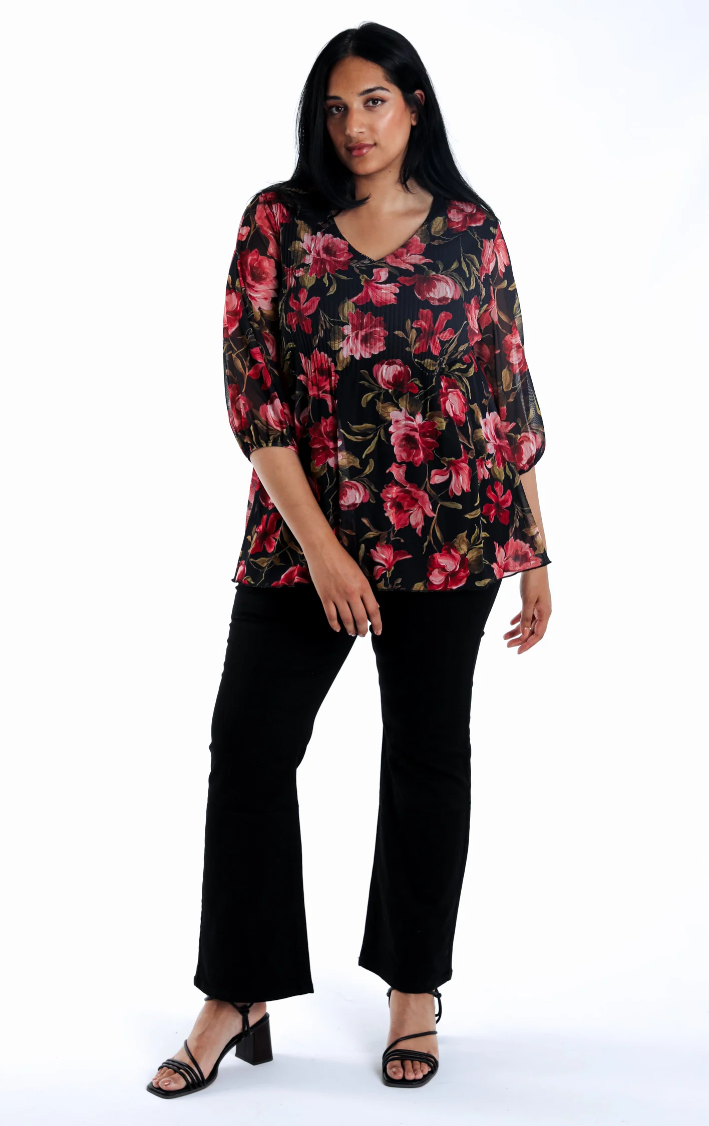 T-shirt met bloemenprint en mesh - Image 7