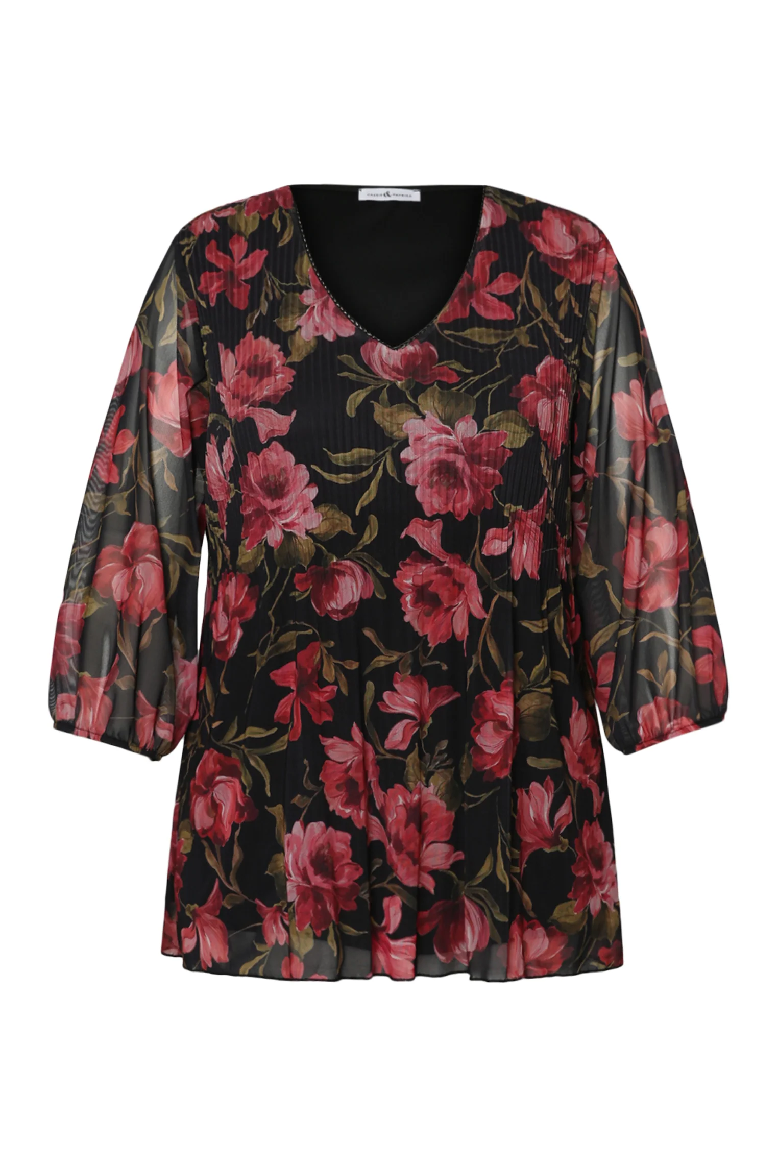 T-shirt met bloemenprint en mesh - Image 8