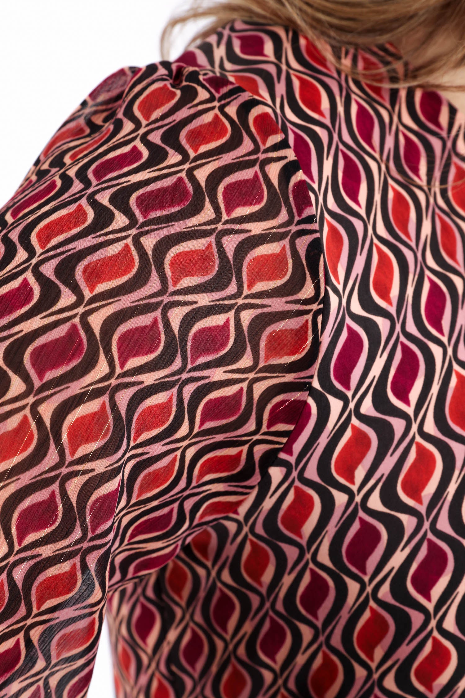 T-shirt van voile met grafische print en lurex - Image 6
