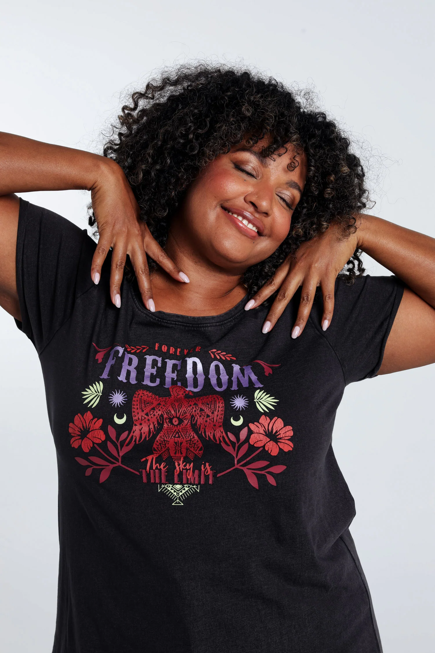 Los T-shirt met opschrift 'Freedom' - Image 3