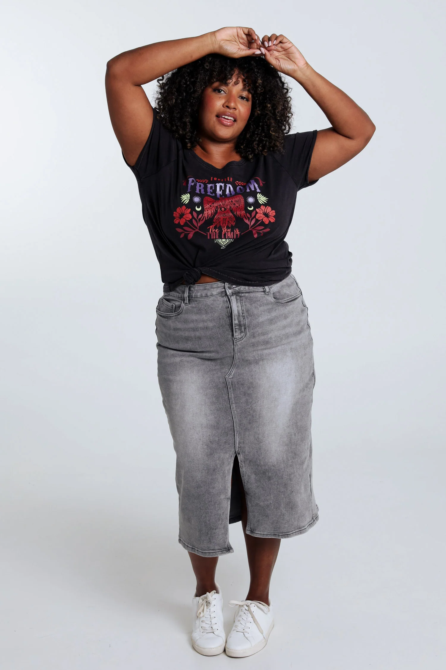 Los T-shirt met opschrift 'Freedom' - Image 5