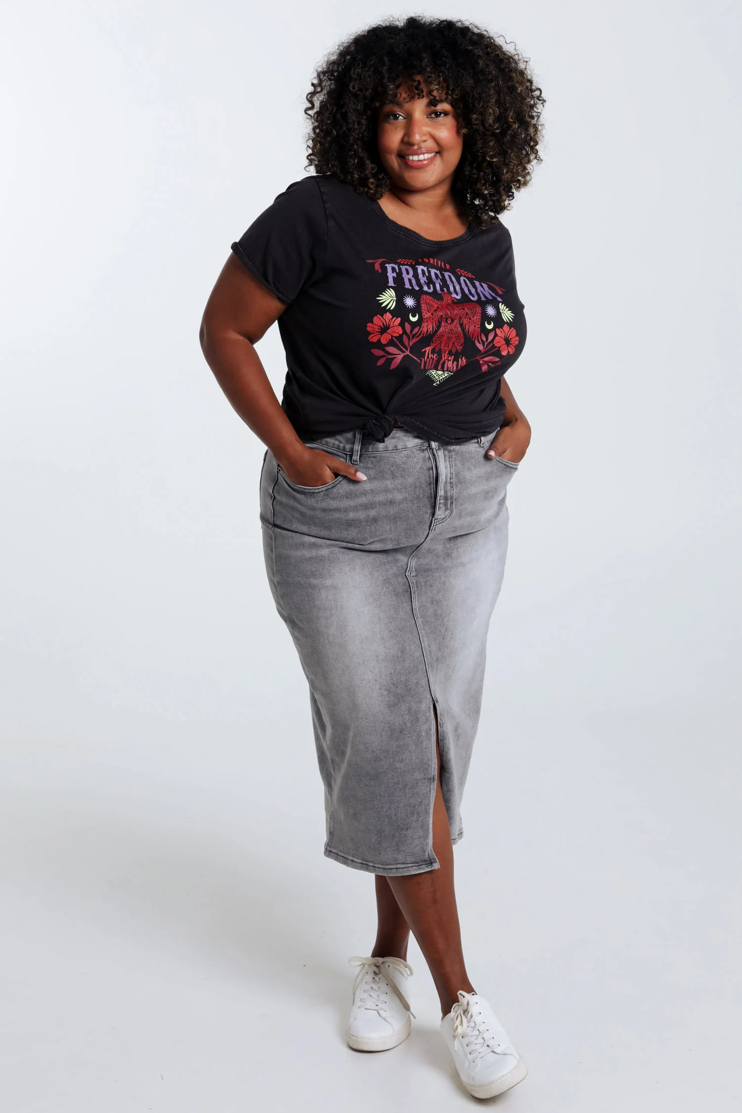 Los T-shirt met opschrift 'Freedom' - Image 6