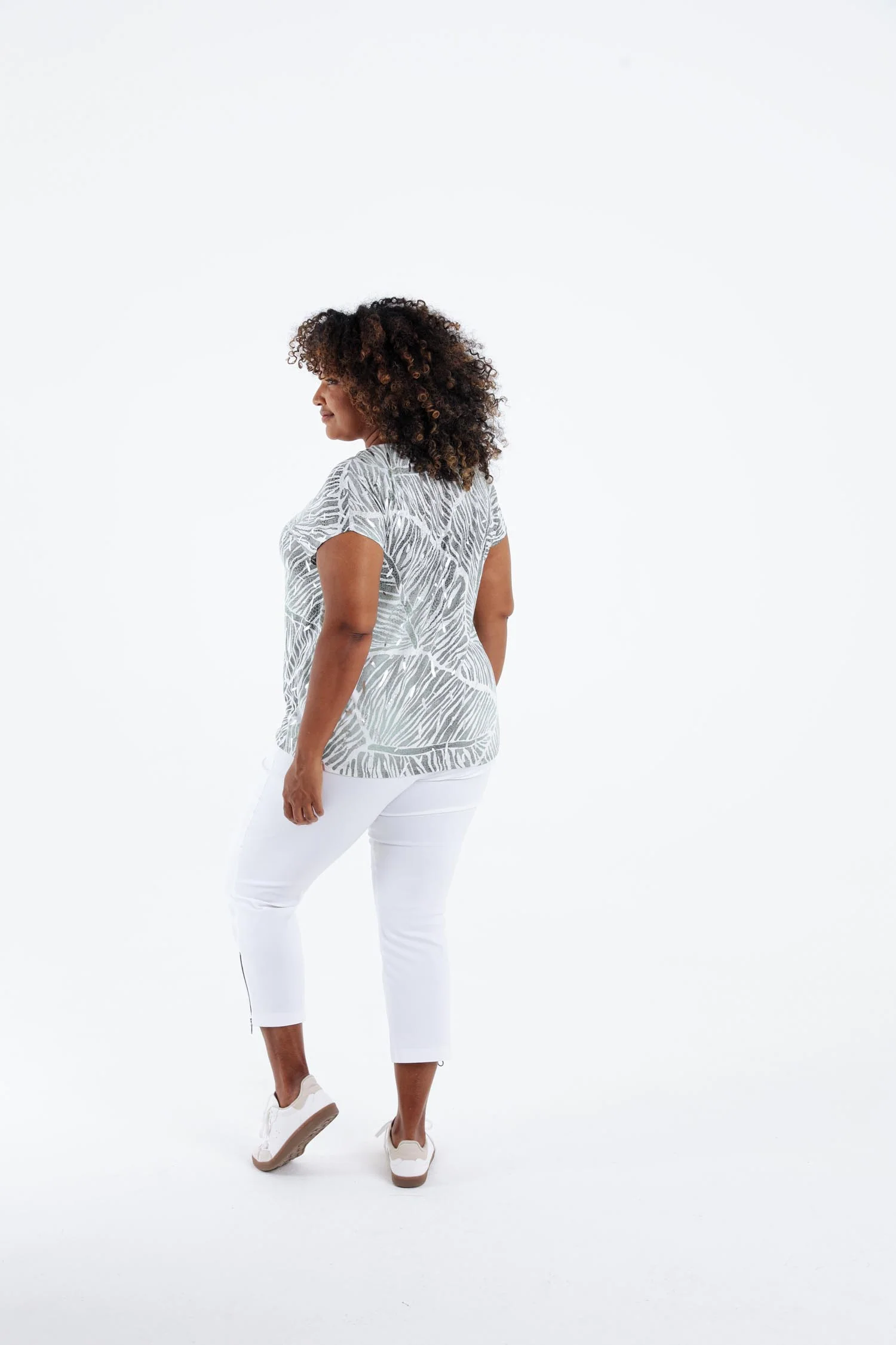 Foil bedrukt T-shirt met bladeren - Image 2
