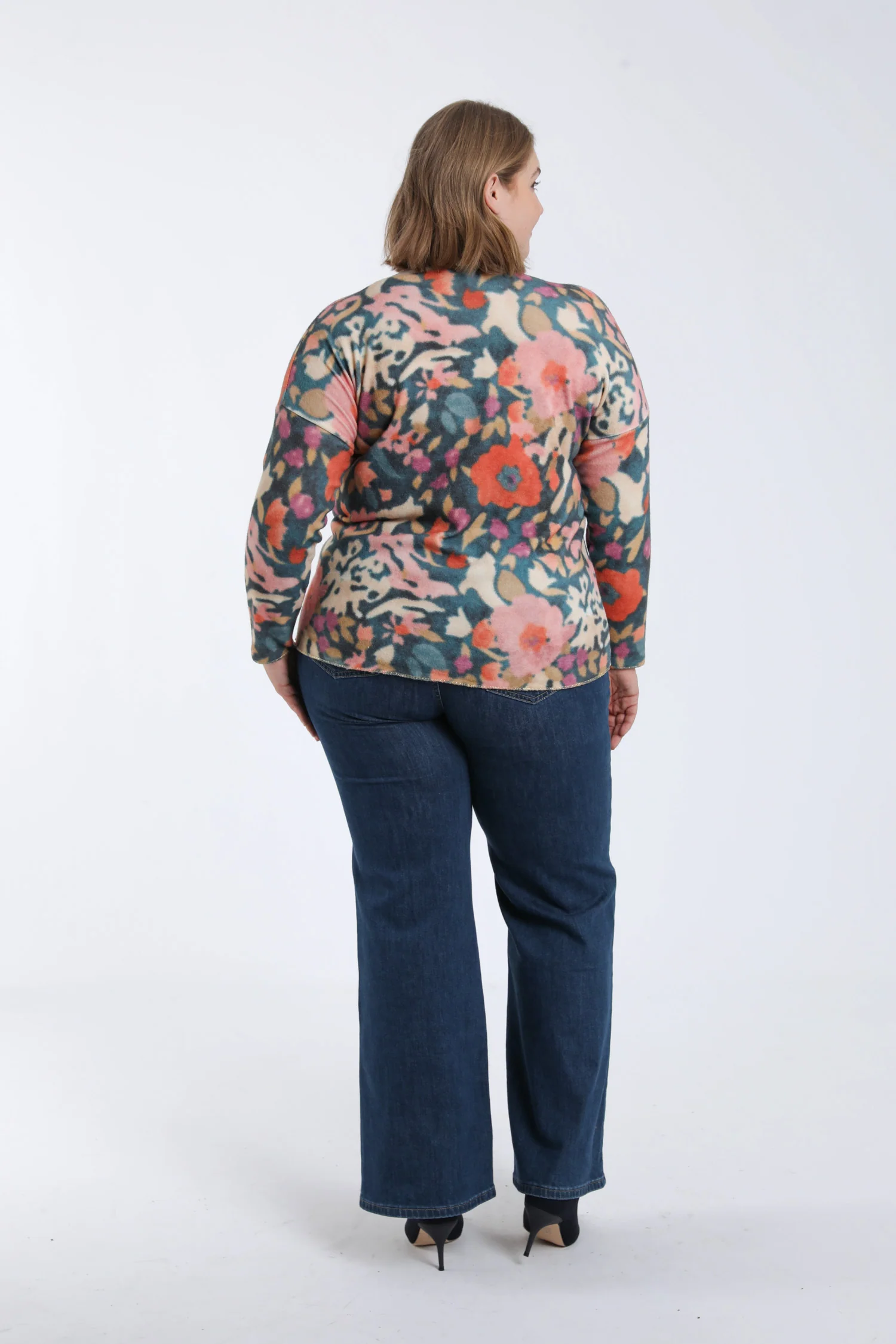 T-shirt van warme stof met bloemenprint - Image 2