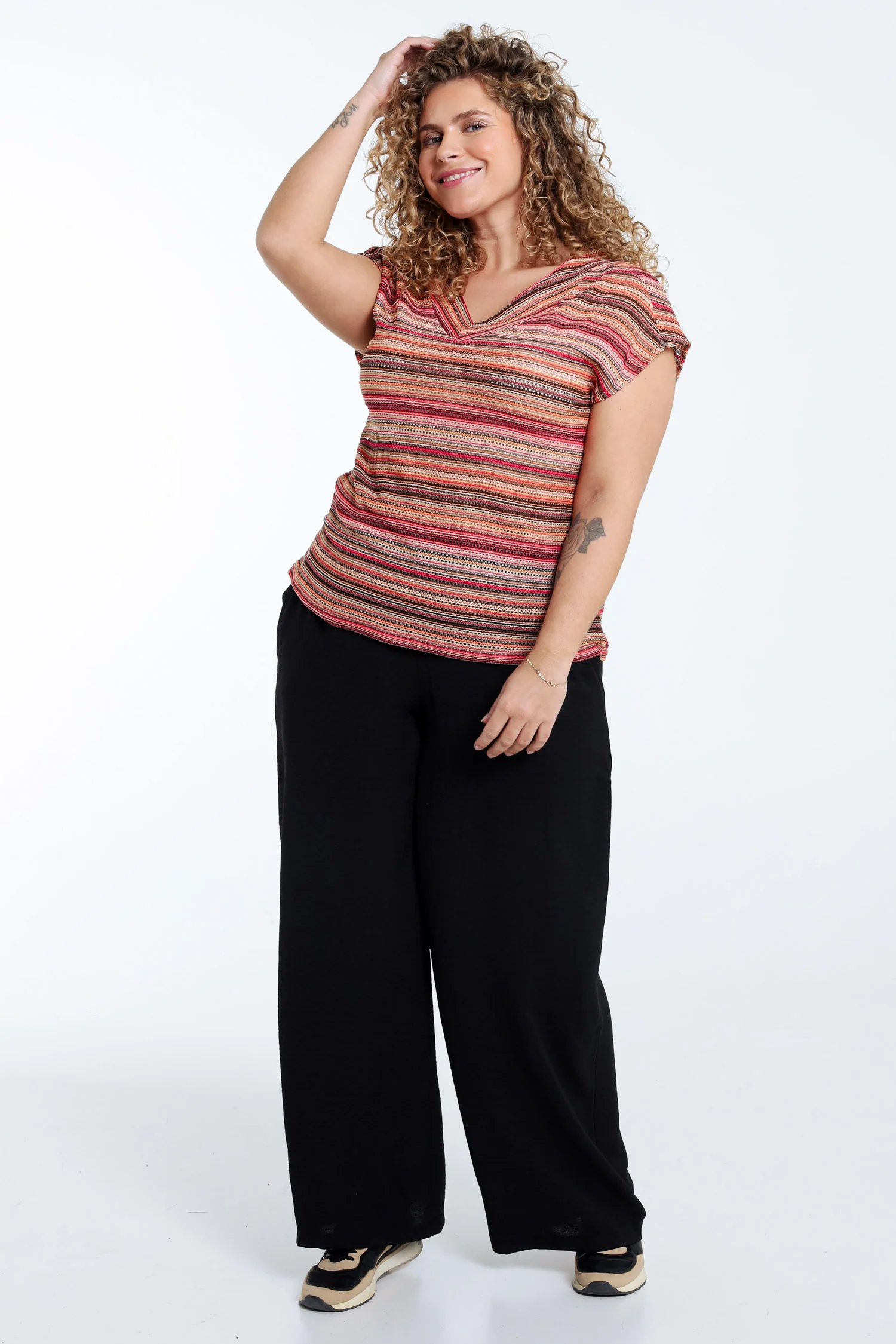 Gestreept kanten T-shirt - Image 9