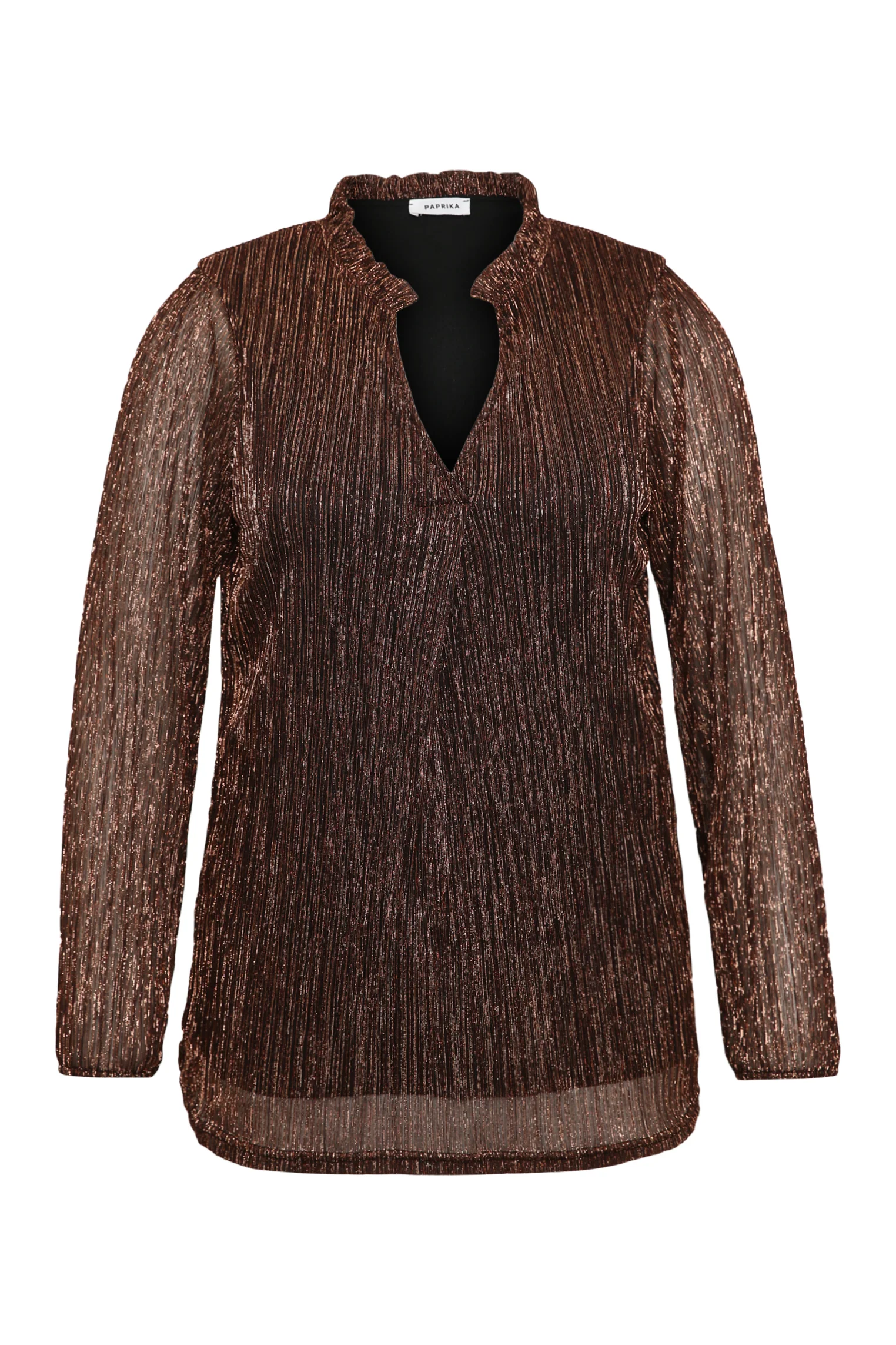 Effen geplooid T-shirt met lurex - Image 8
