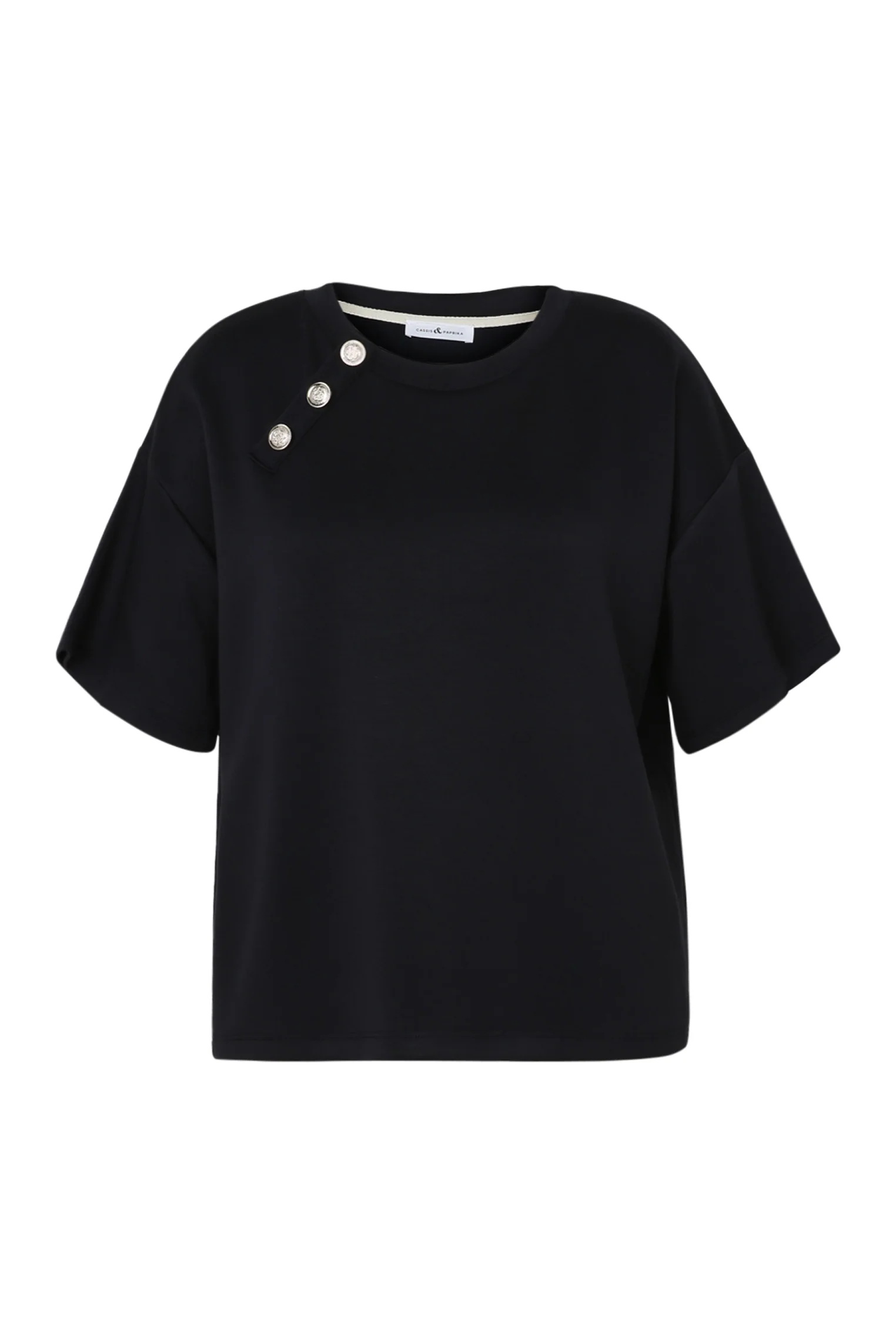 Effen T-shirt met decoratieve knopen - Image 10