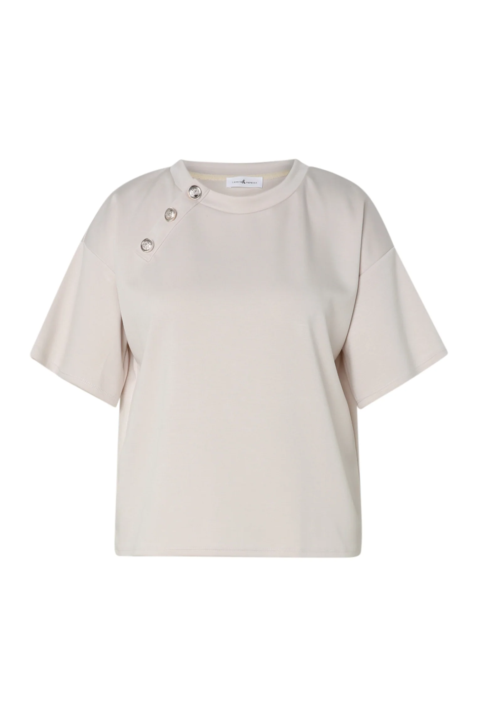 Effen T-shirt met decoratieve knopen - Image 21