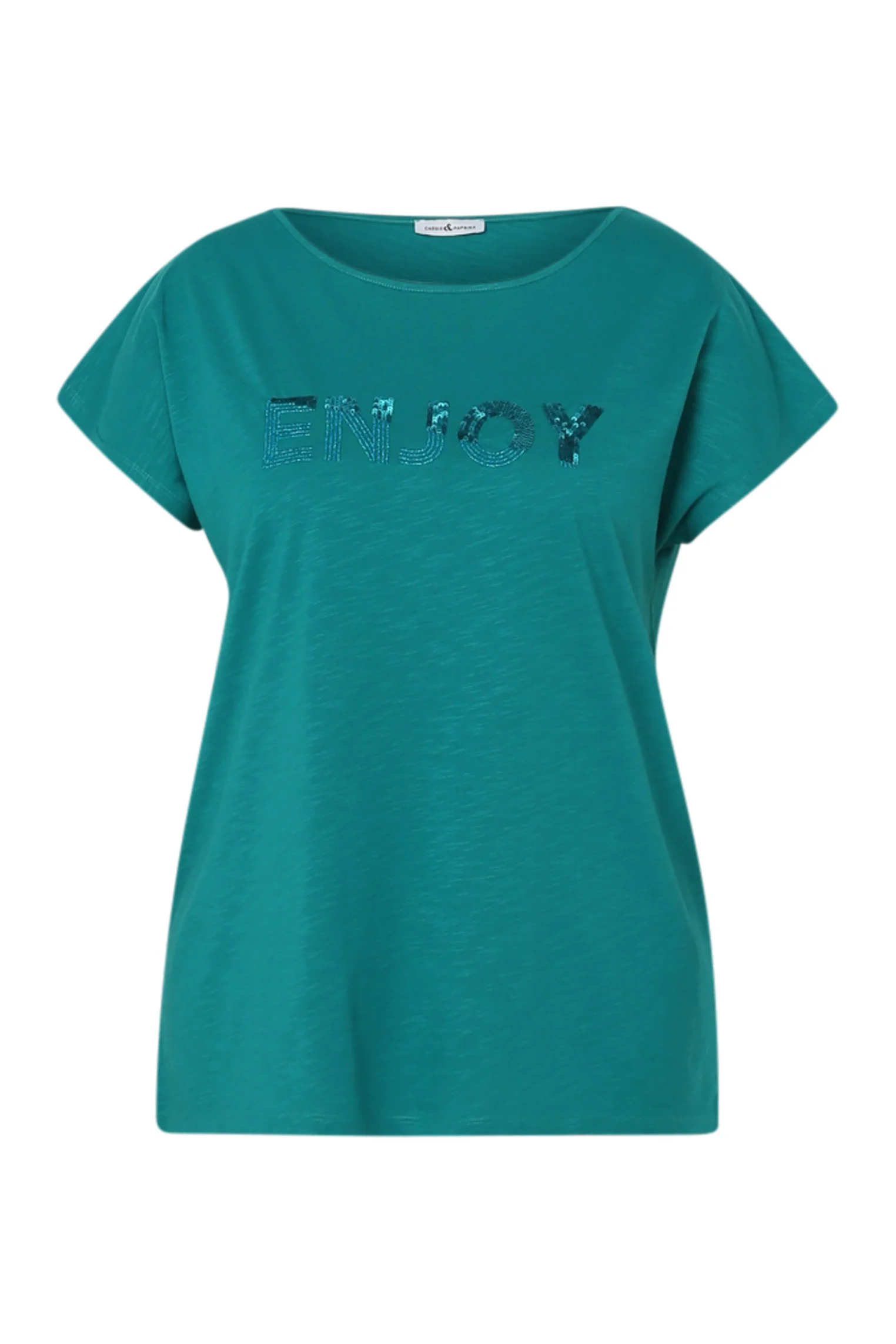 Effen T-shirt met borduring Enjoy en pailletten - Image 21