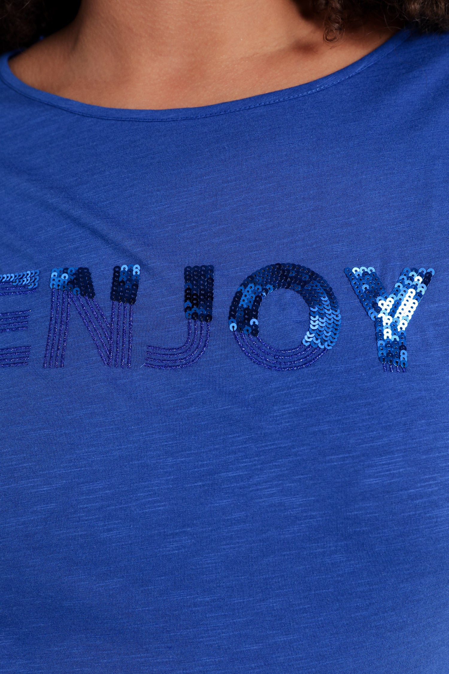 Effen T-shirt met borduring Enjoy en pailletten - Image 38