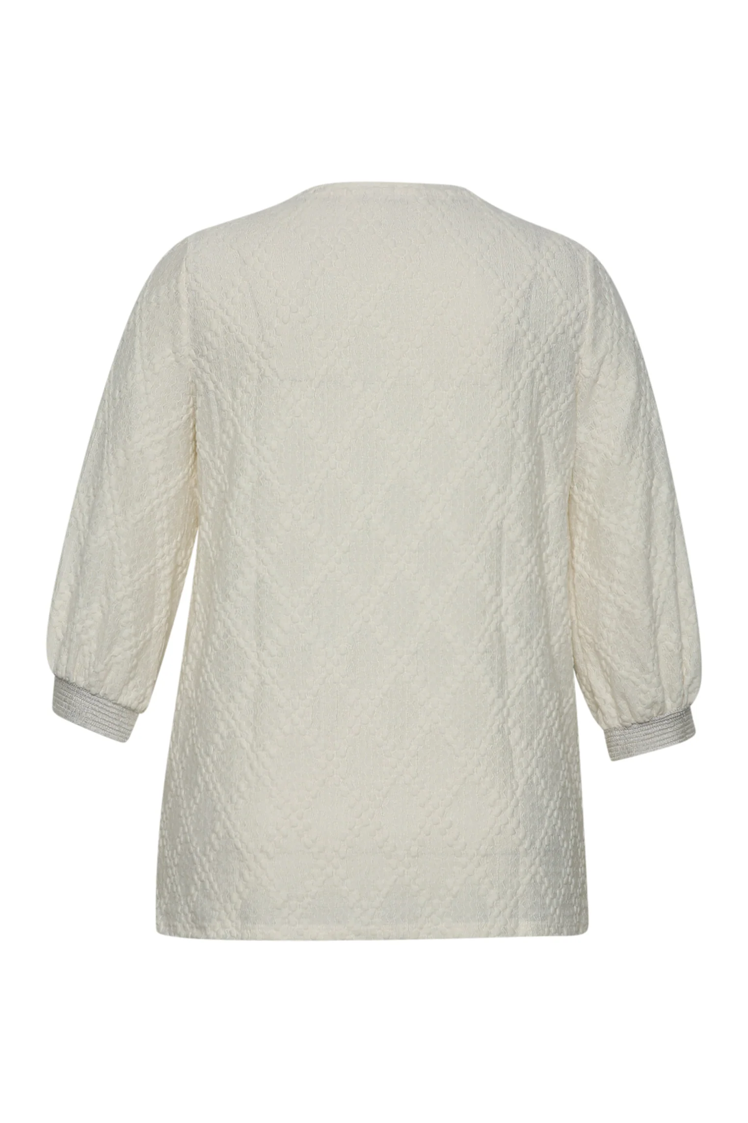 Effen T-shirt met reliëf ruitmotieven - Image 8