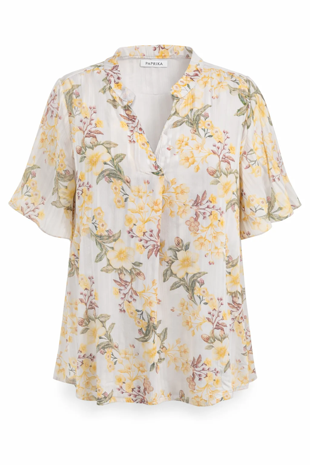 Top van voile met bloemenprint en lurex