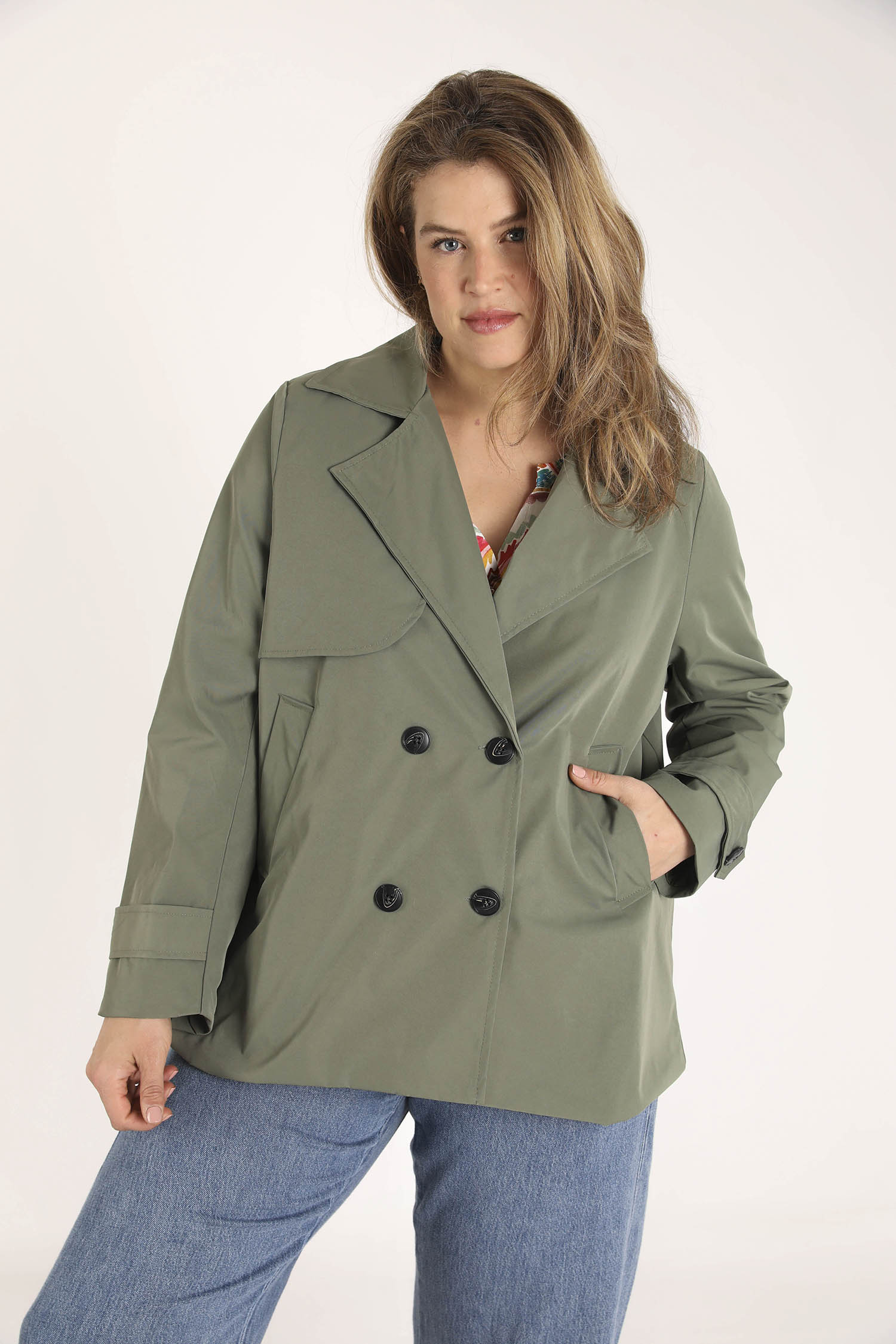 Korte effen trenchcoat