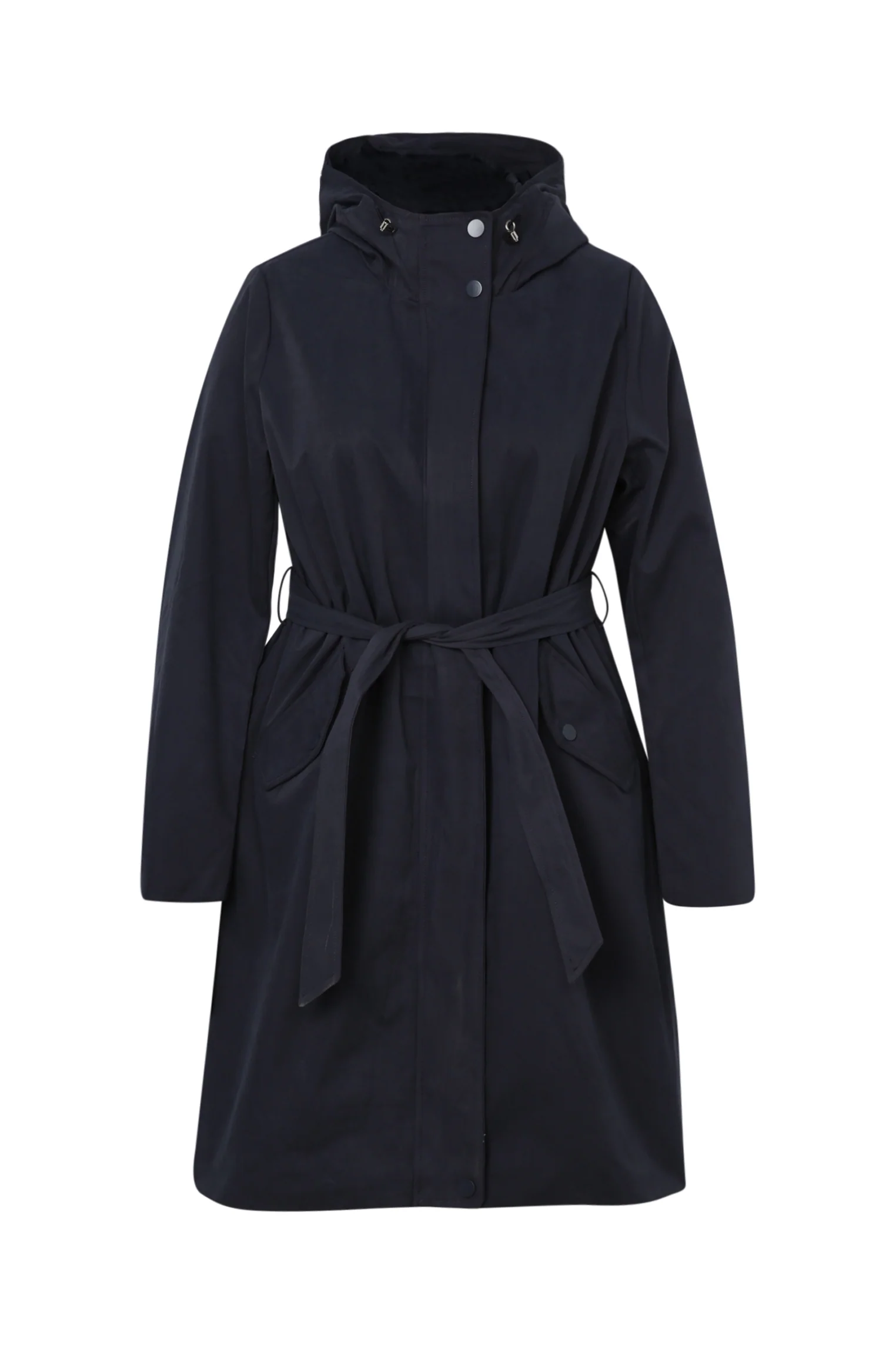 Effen mid-length trenchcoat met capuchon - Image 10