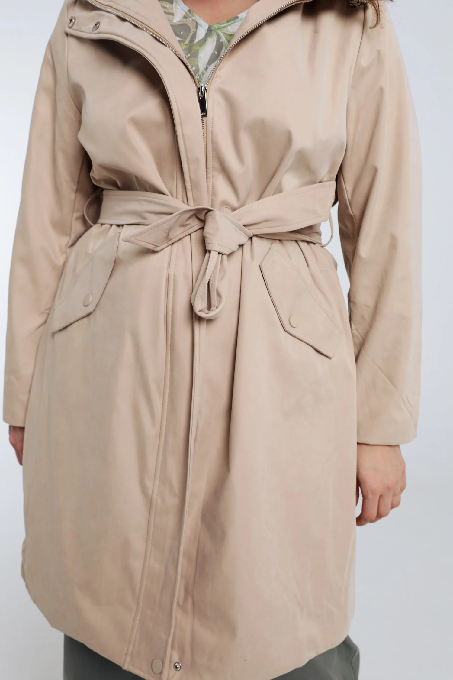 Effen mid-length trenchcoat met capuchon - Image 15