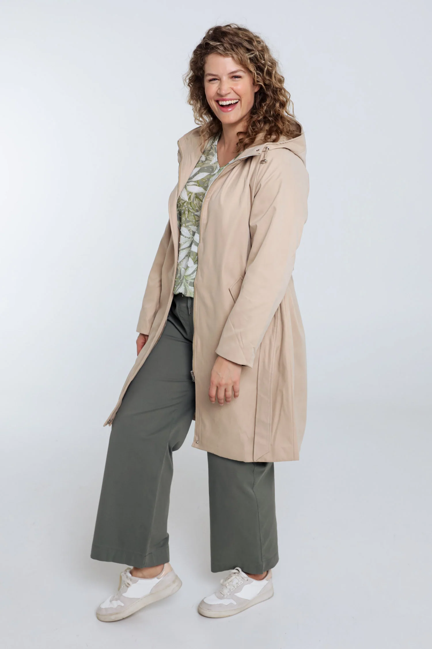 Effen mid-length trenchcoat met capuchon - Image 20