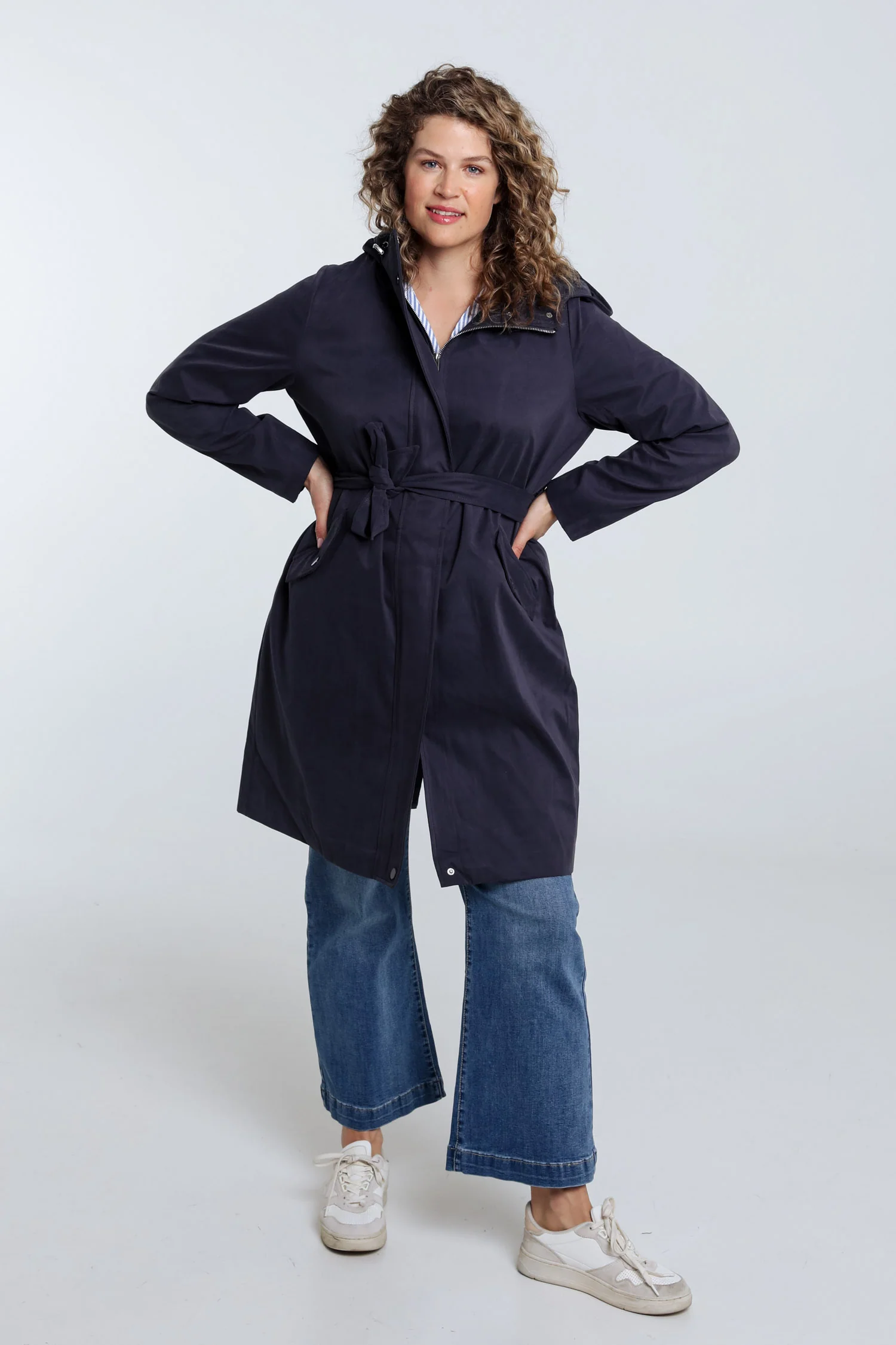 Effen mid-length trenchcoat met capuchon - Image 7