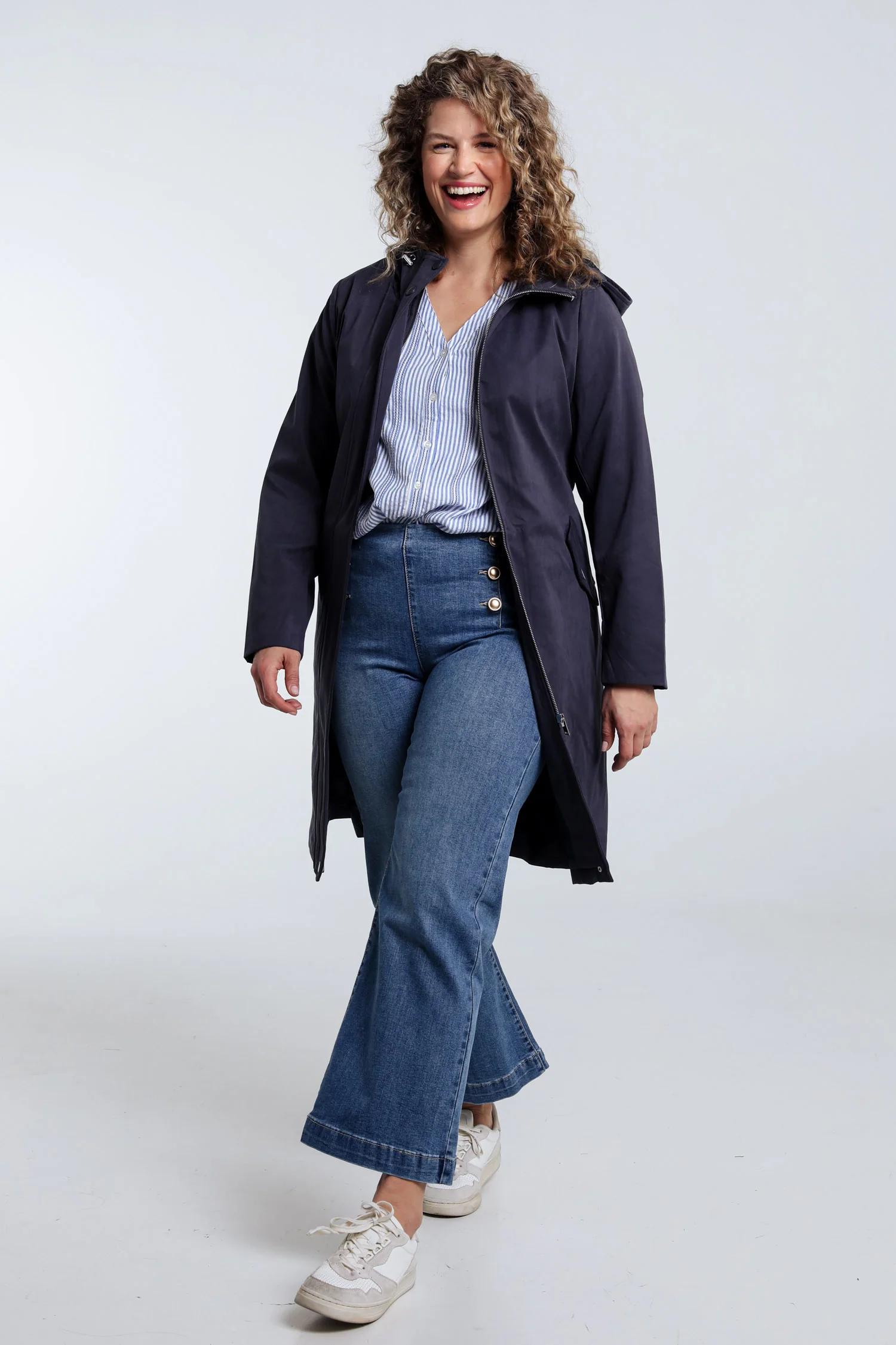 Effen mid-length trenchcoat met capuchon - Image 8