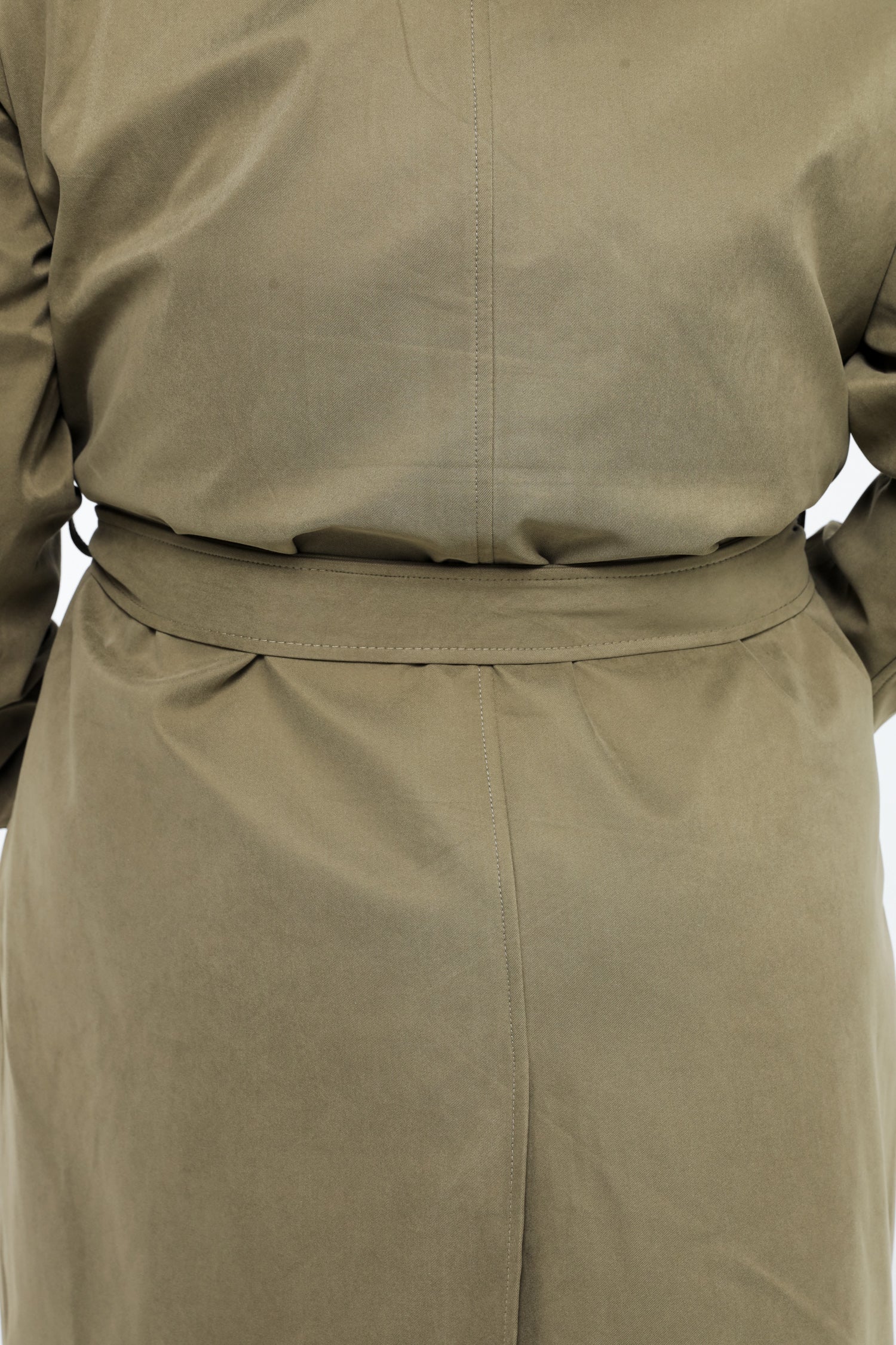 Halflange, effen trenchcoat met rits, kap en strikriem - Image 6