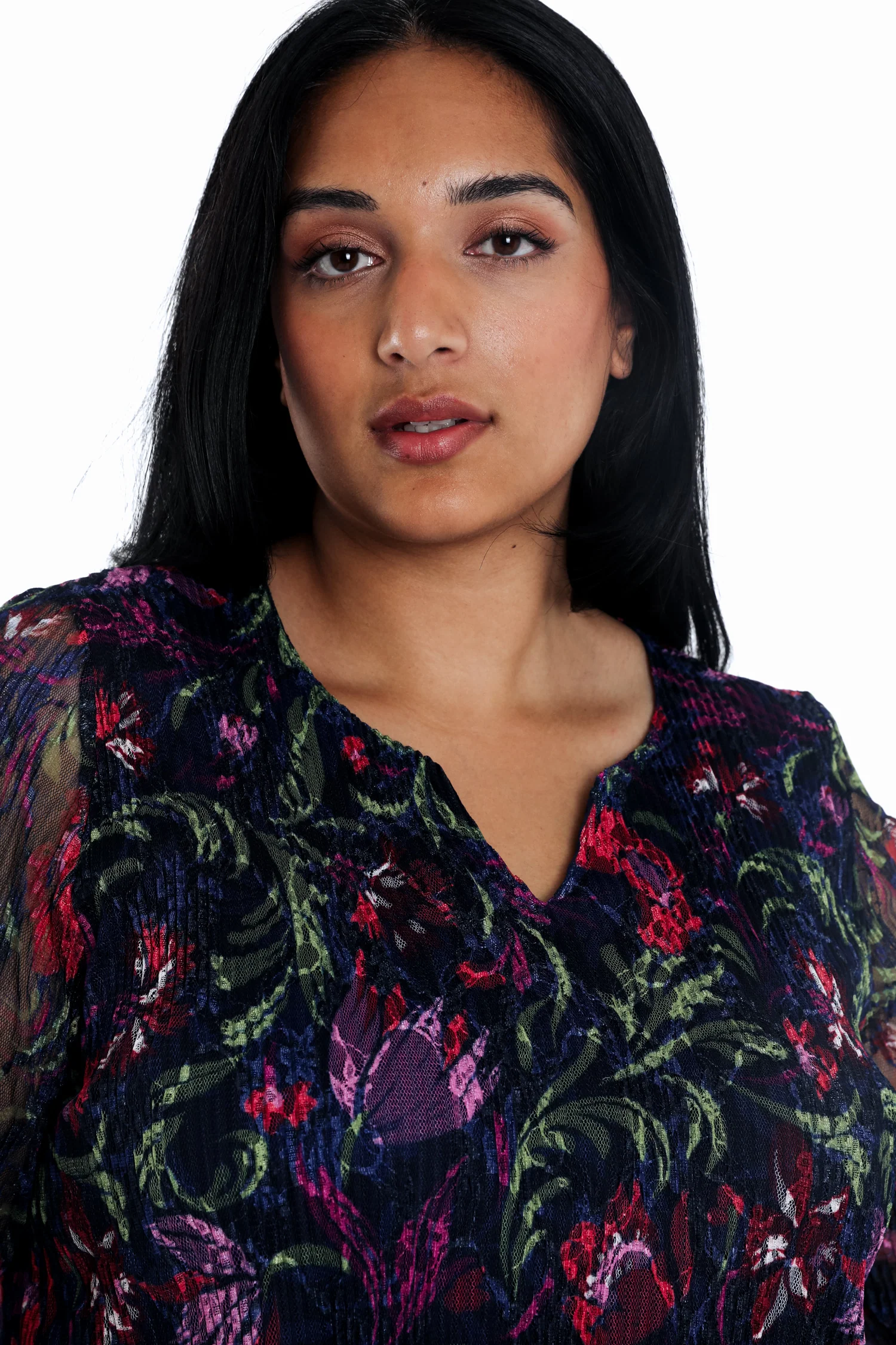 Tuniek van kant met bloemenfolkprint - Image 3