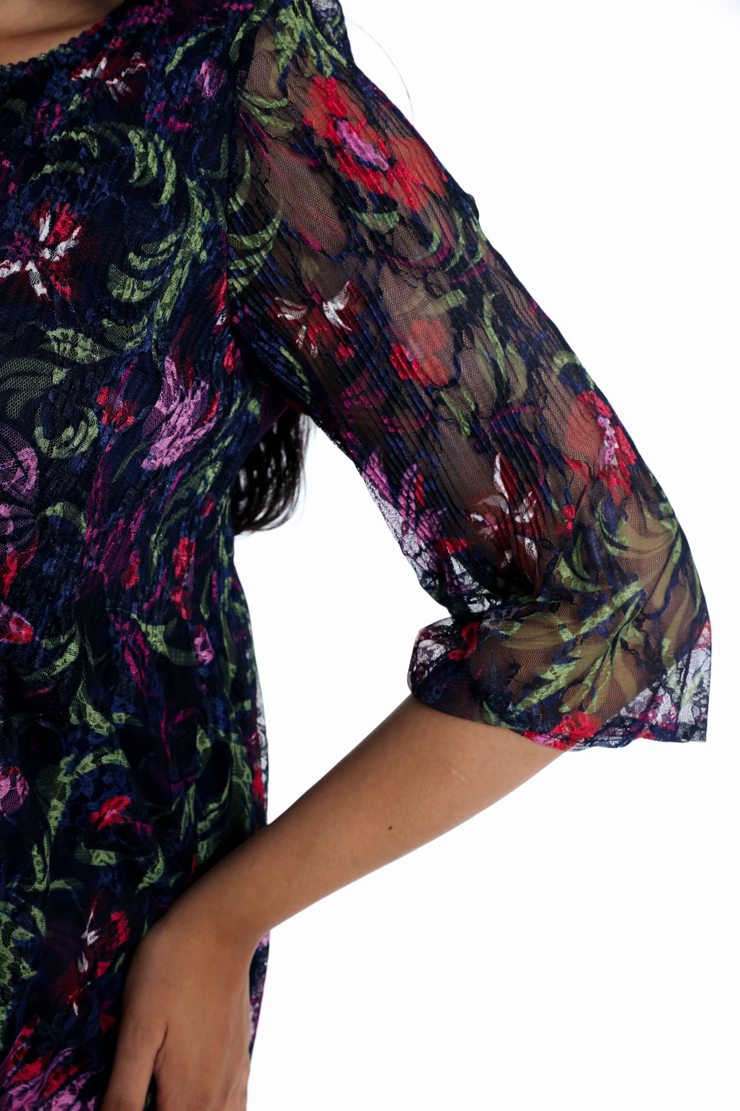 Tuniek van kant met bloemenfolkprint - Image 4