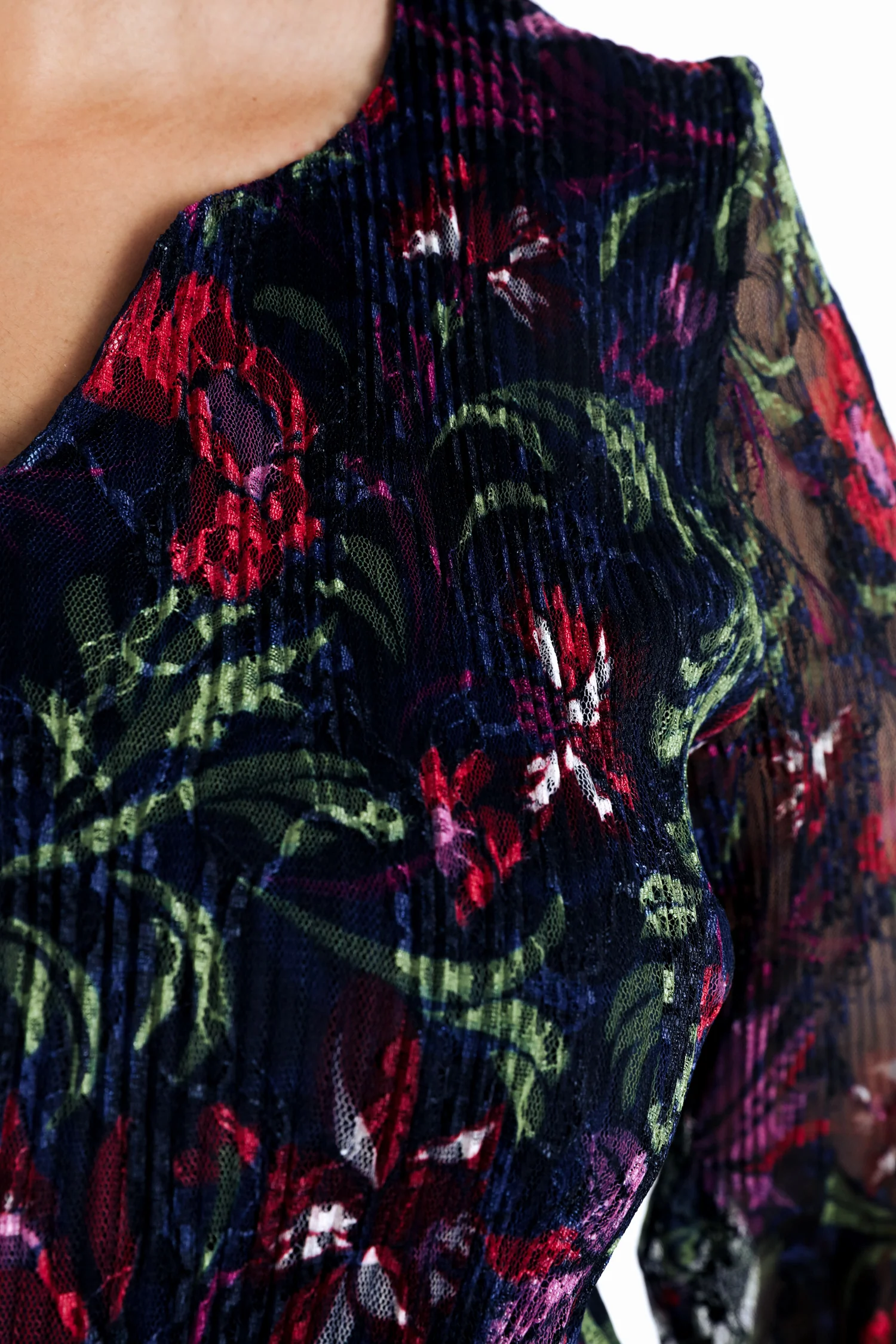 Tuniek van kant met bloemenfolkprint - Image 5