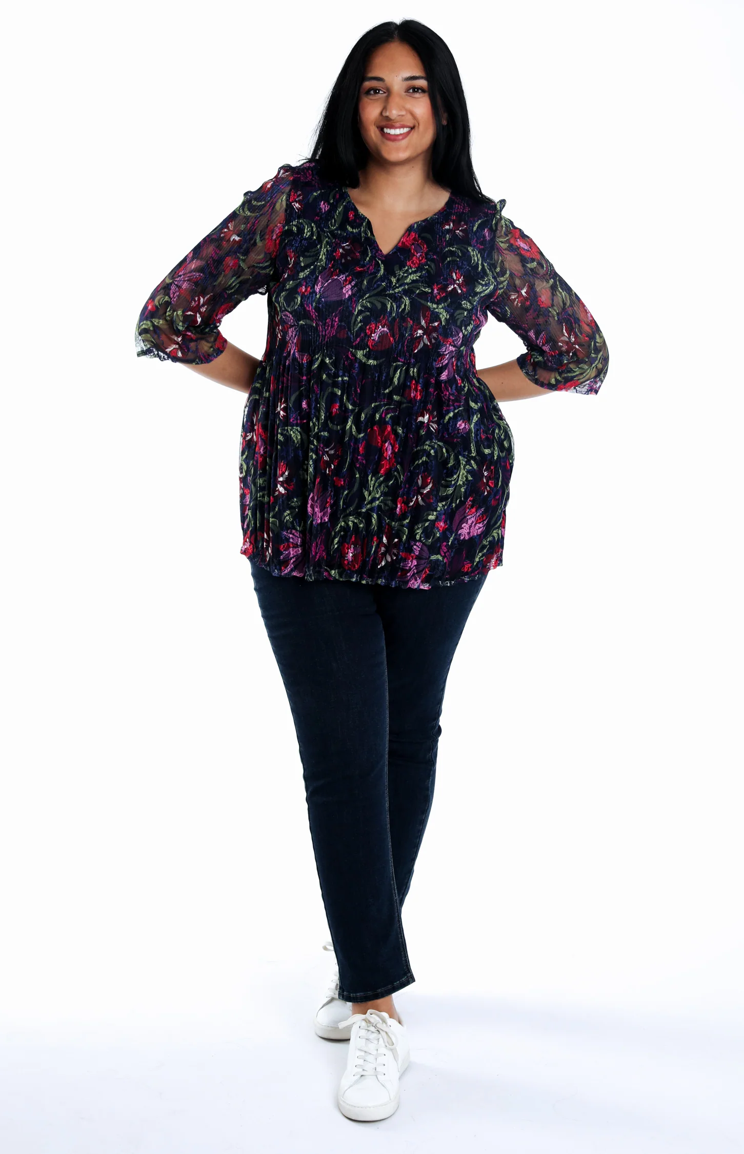 Tuniek van kant met bloemenfolkprint - Image 6