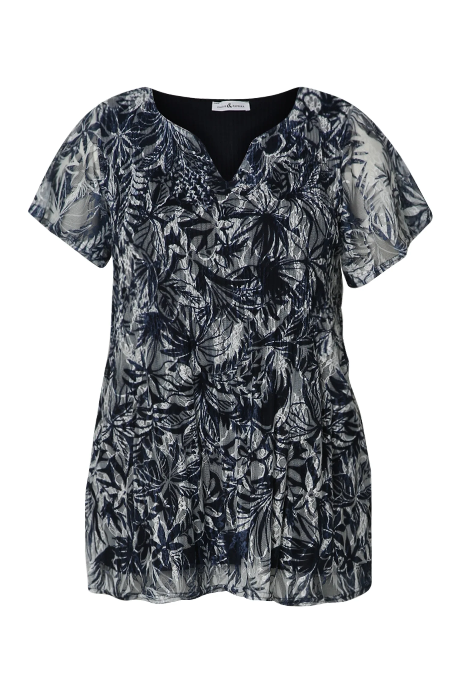 Tunic van plissé kant met bicolor print - Image 10