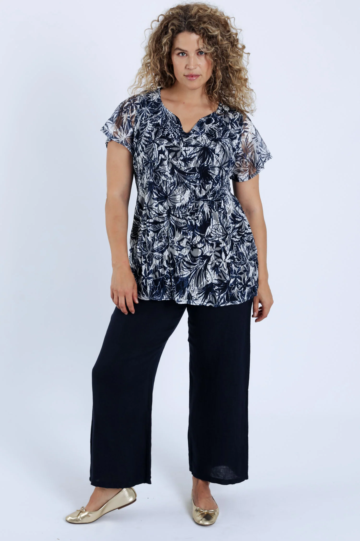 Tunic van plissé kant met bicolor print - Image 7