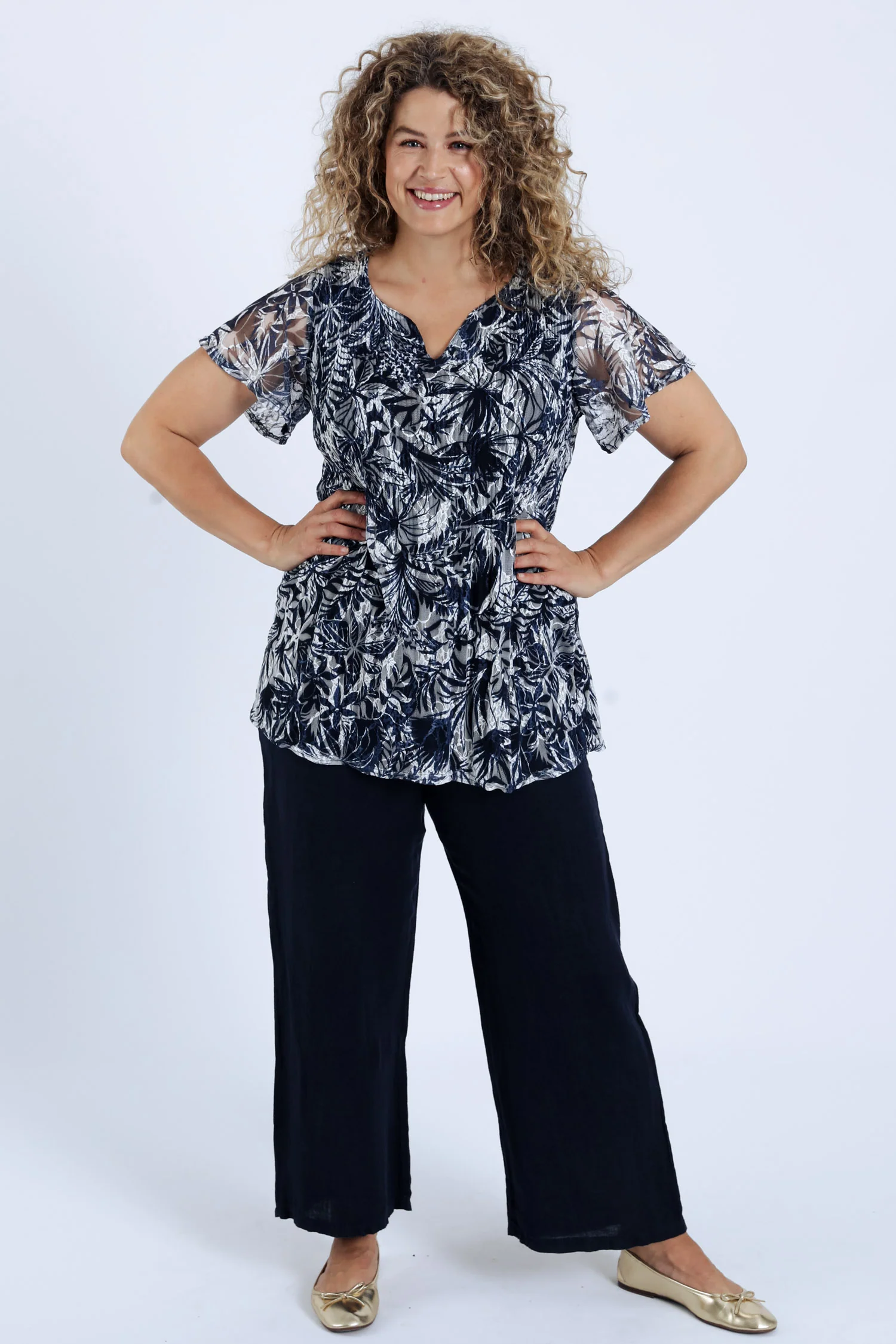 Tunic van plissé kant met bicolor print - Image 9