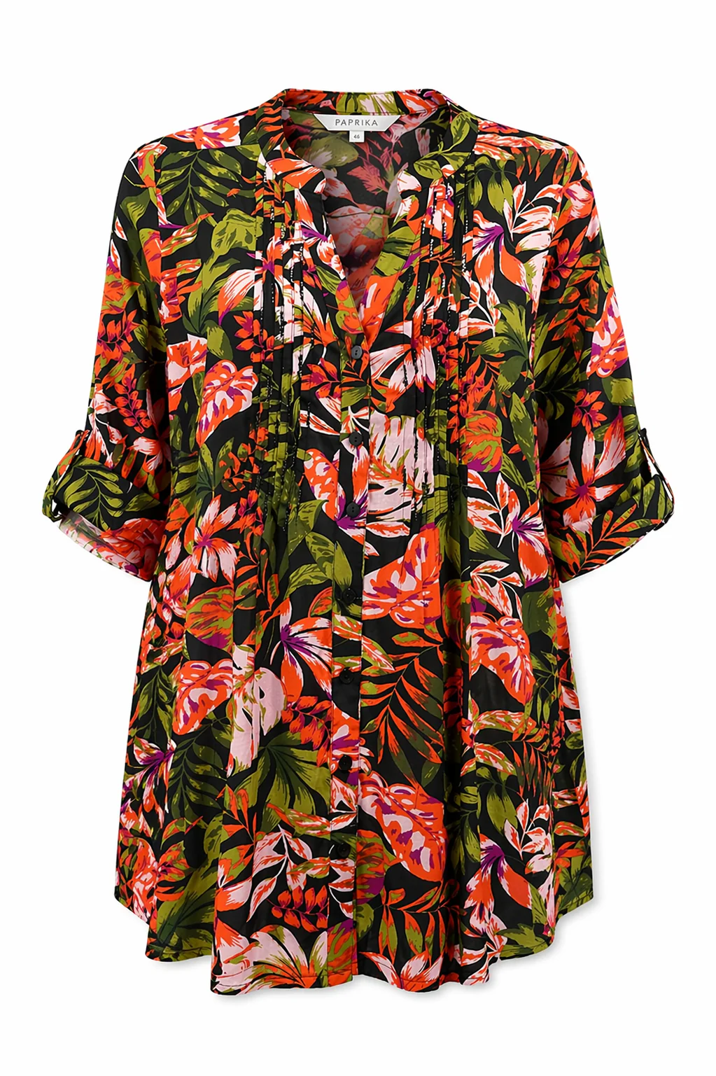 Lange tuniek van viscose met bloemenprint en pailletten