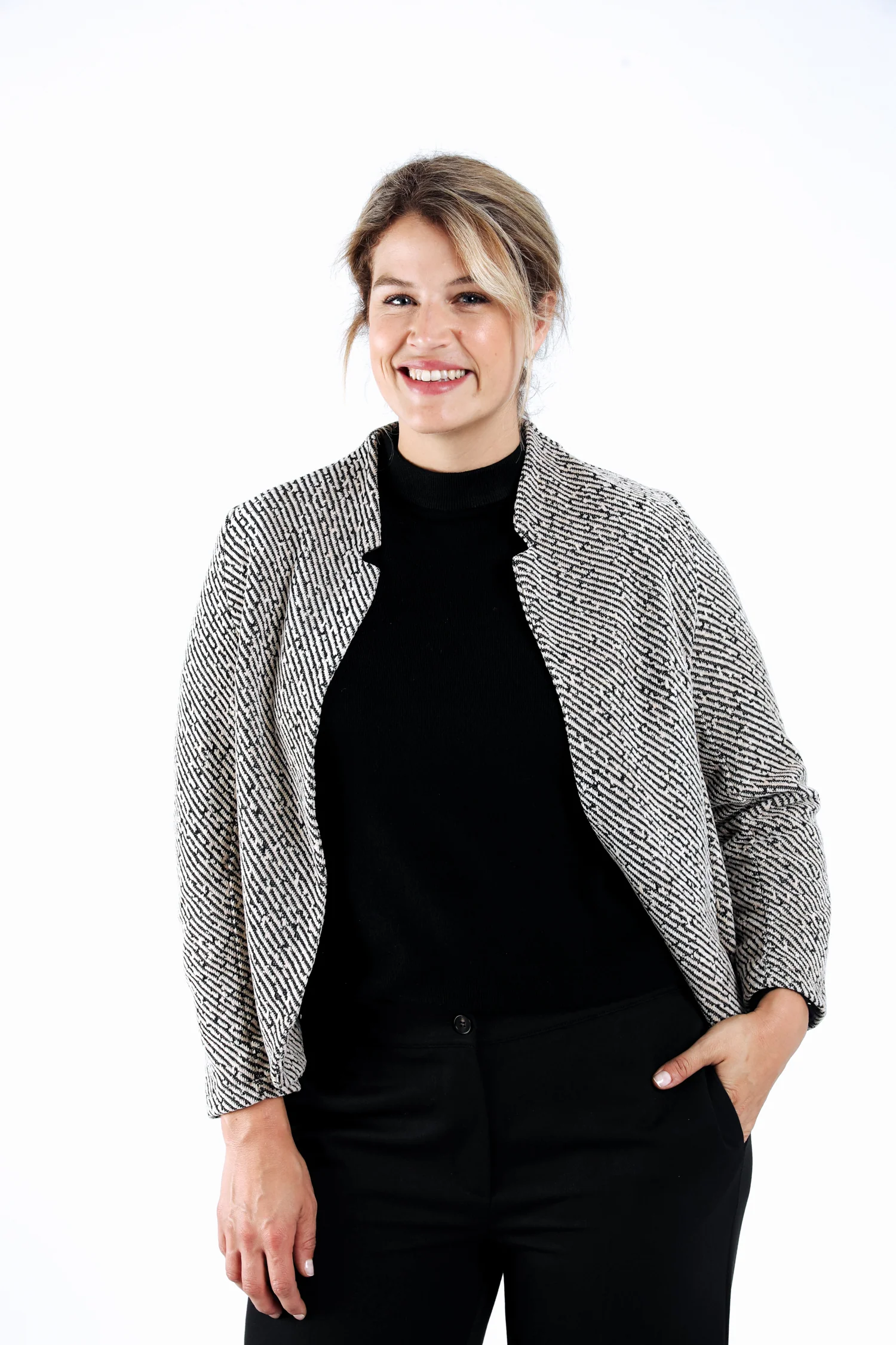 Bicolor jacquard jasje met lurex