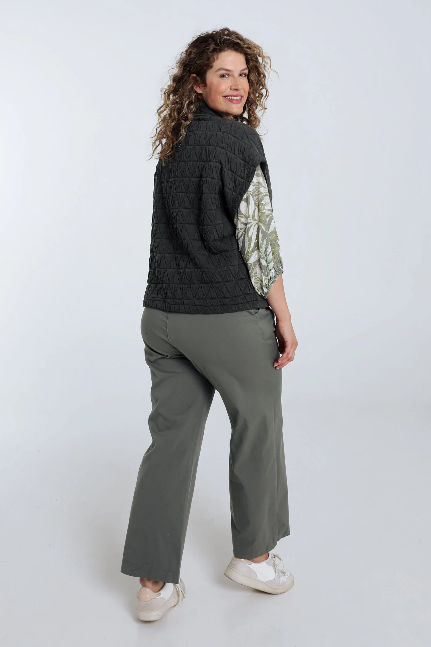 Gewatteerde effen kimono jas - Image 13