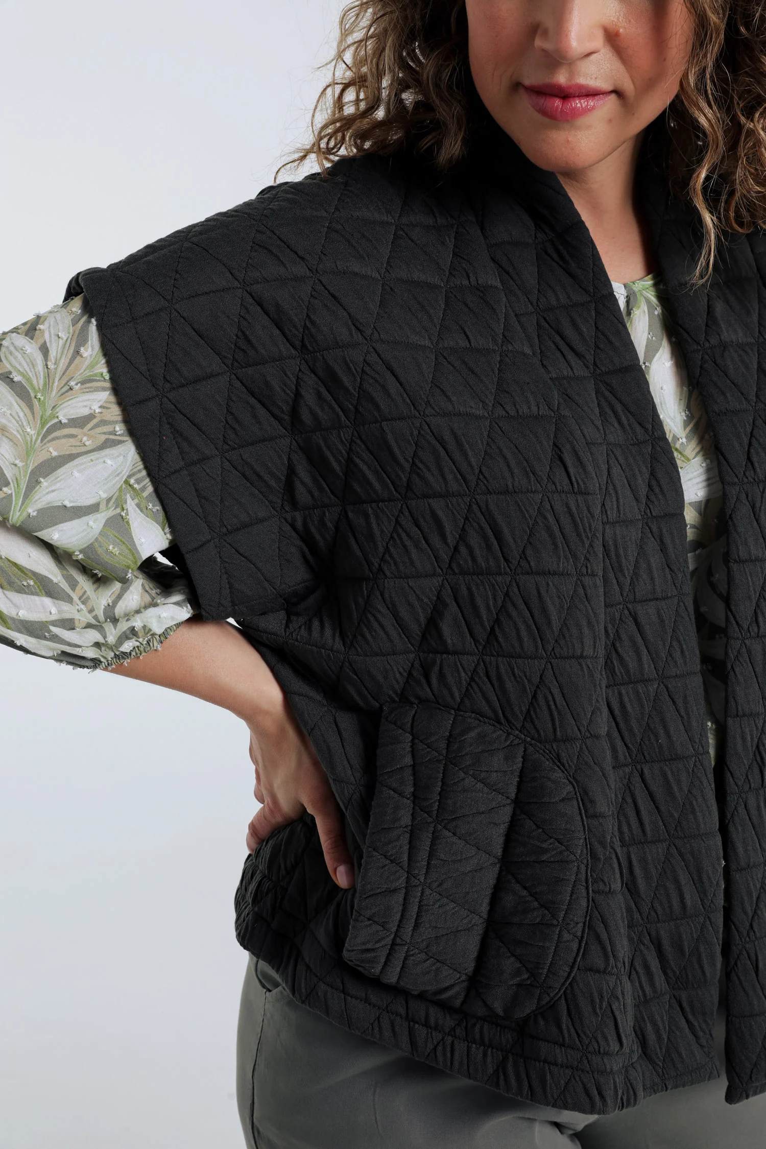 Gewatteerde effen kimono jas - Image 15
