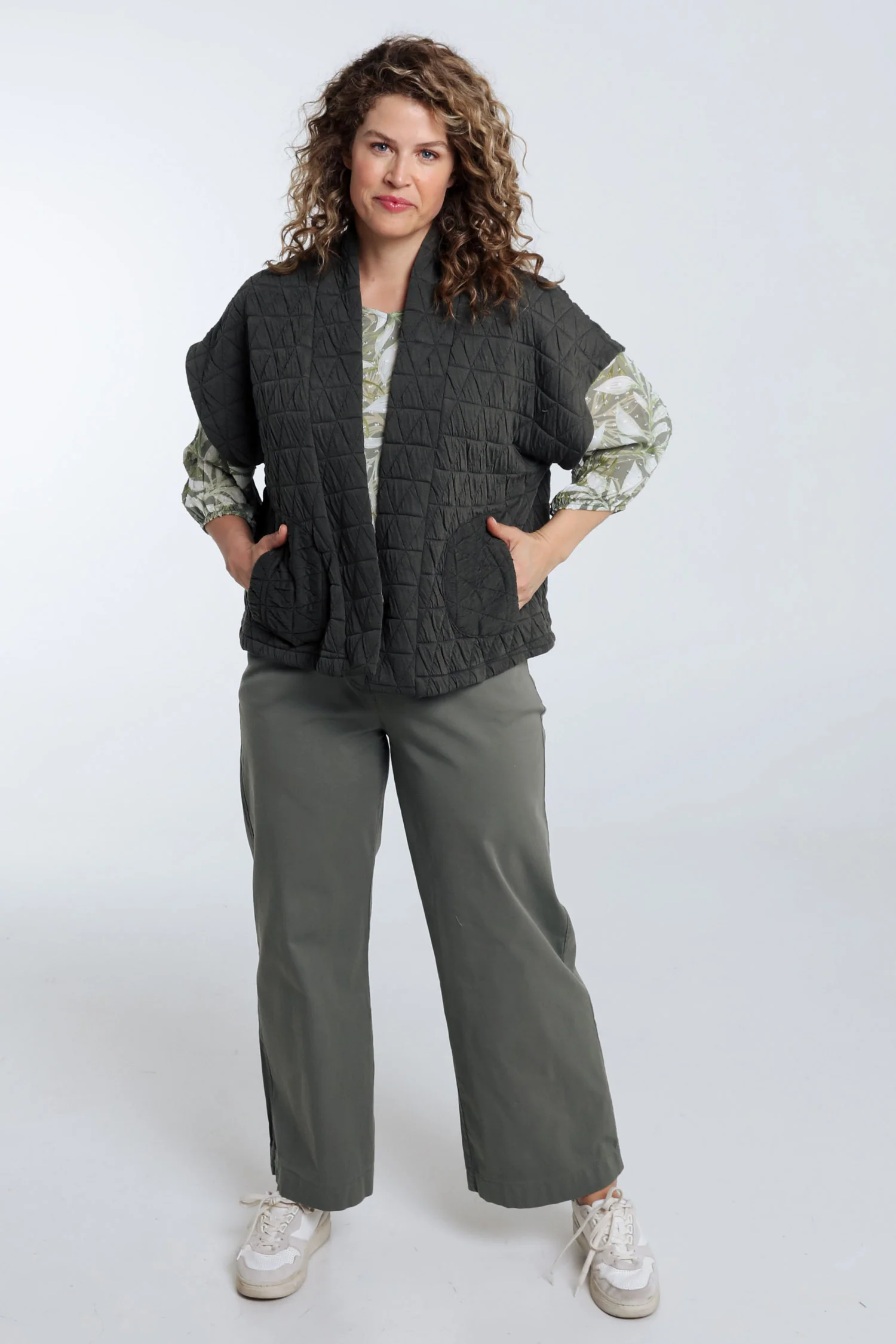 Gewatteerde effen kimono jas - Image 19
