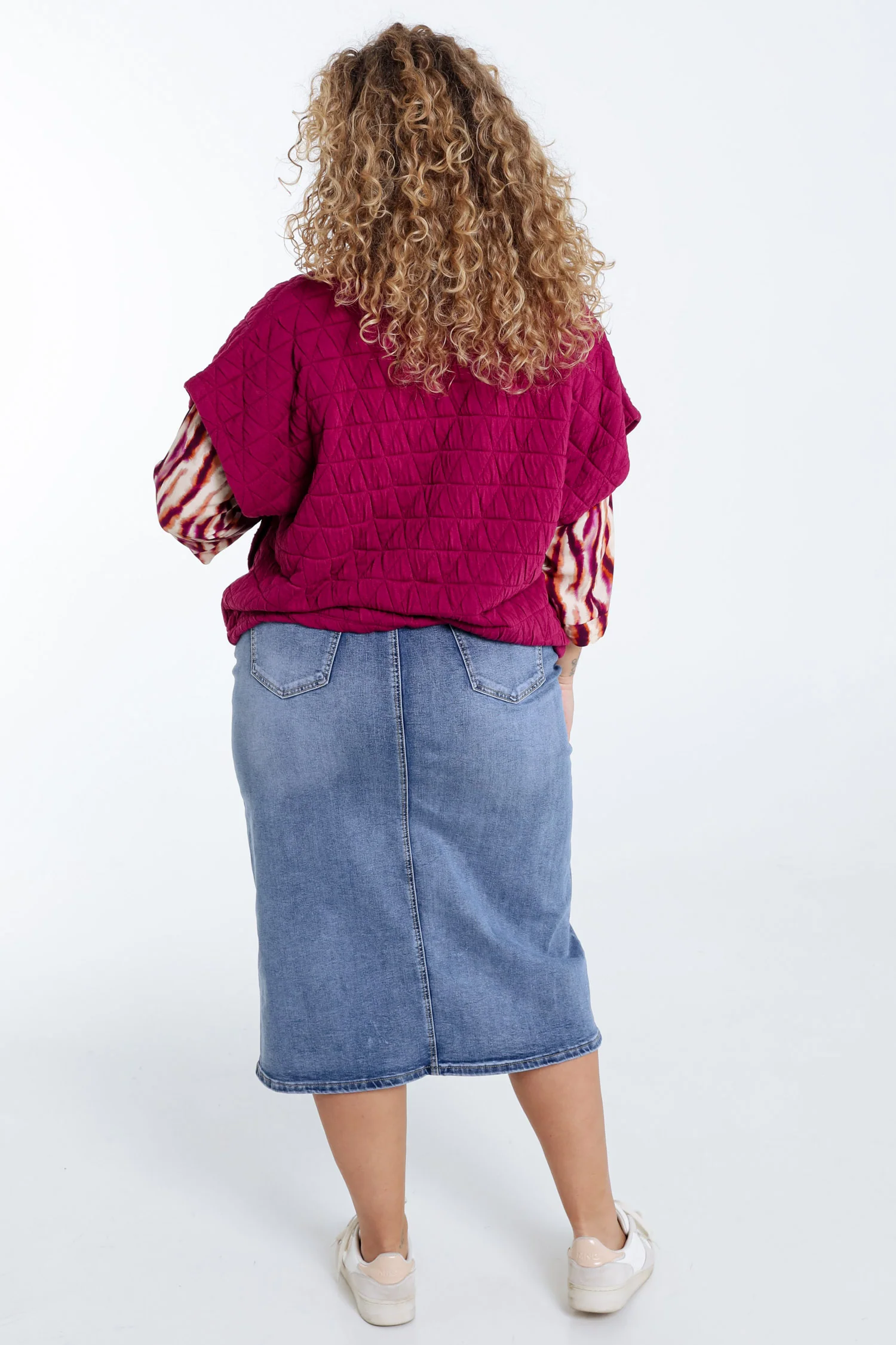 Gewatteerde effen kimono jas - Image 2
