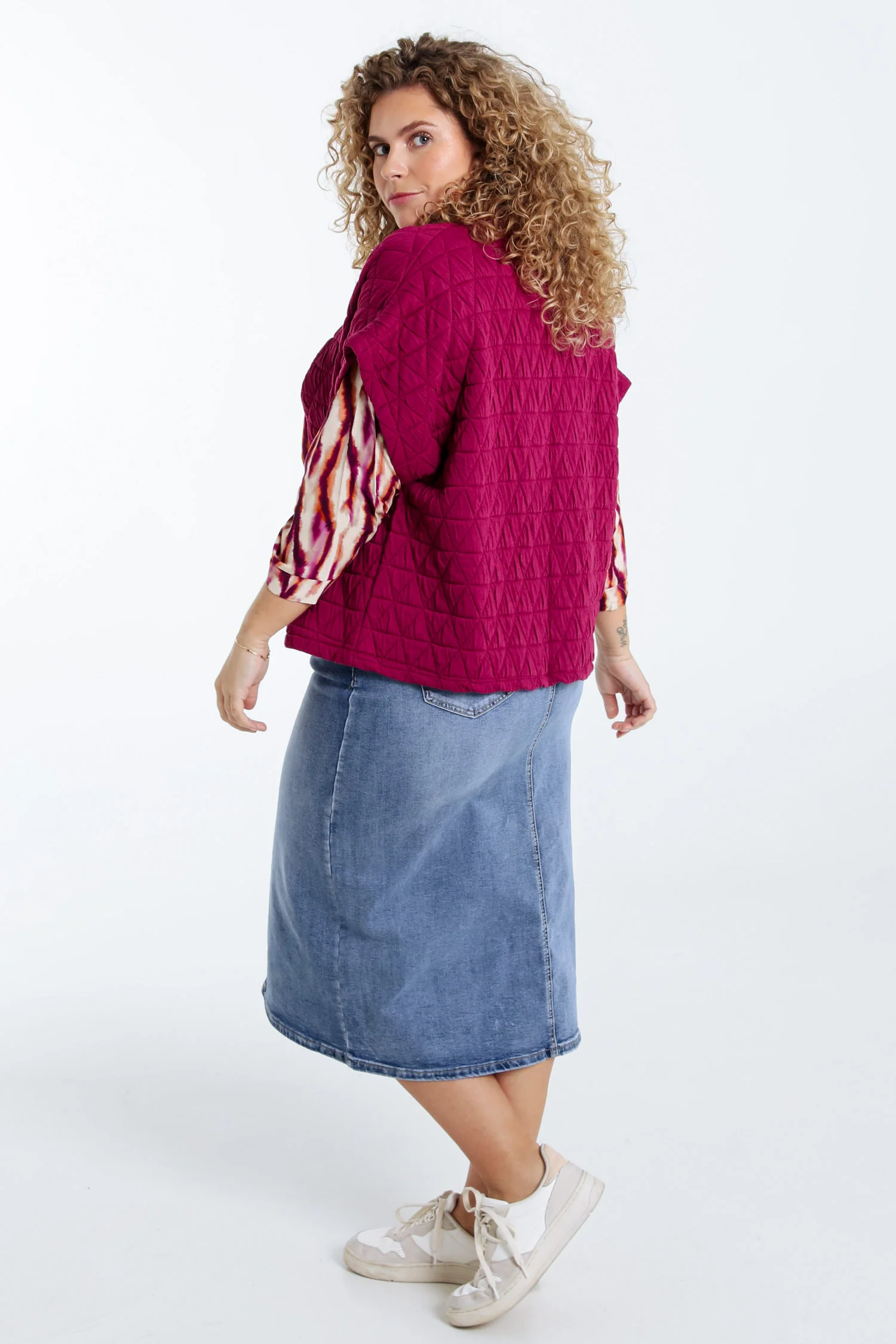 Gewatteerde effen kimono jas - Image 7