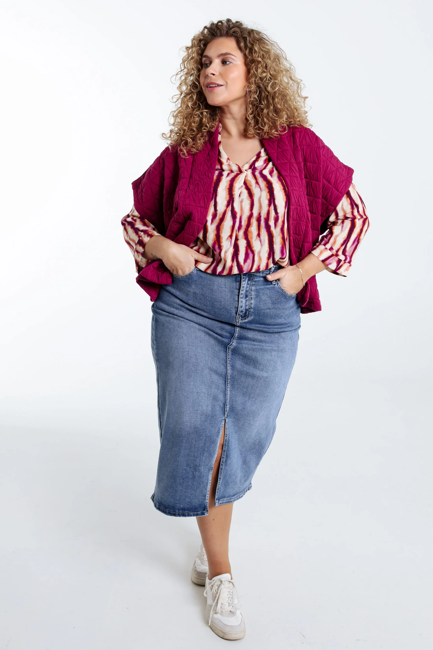 Gewatteerde effen kimono jas - Image 9